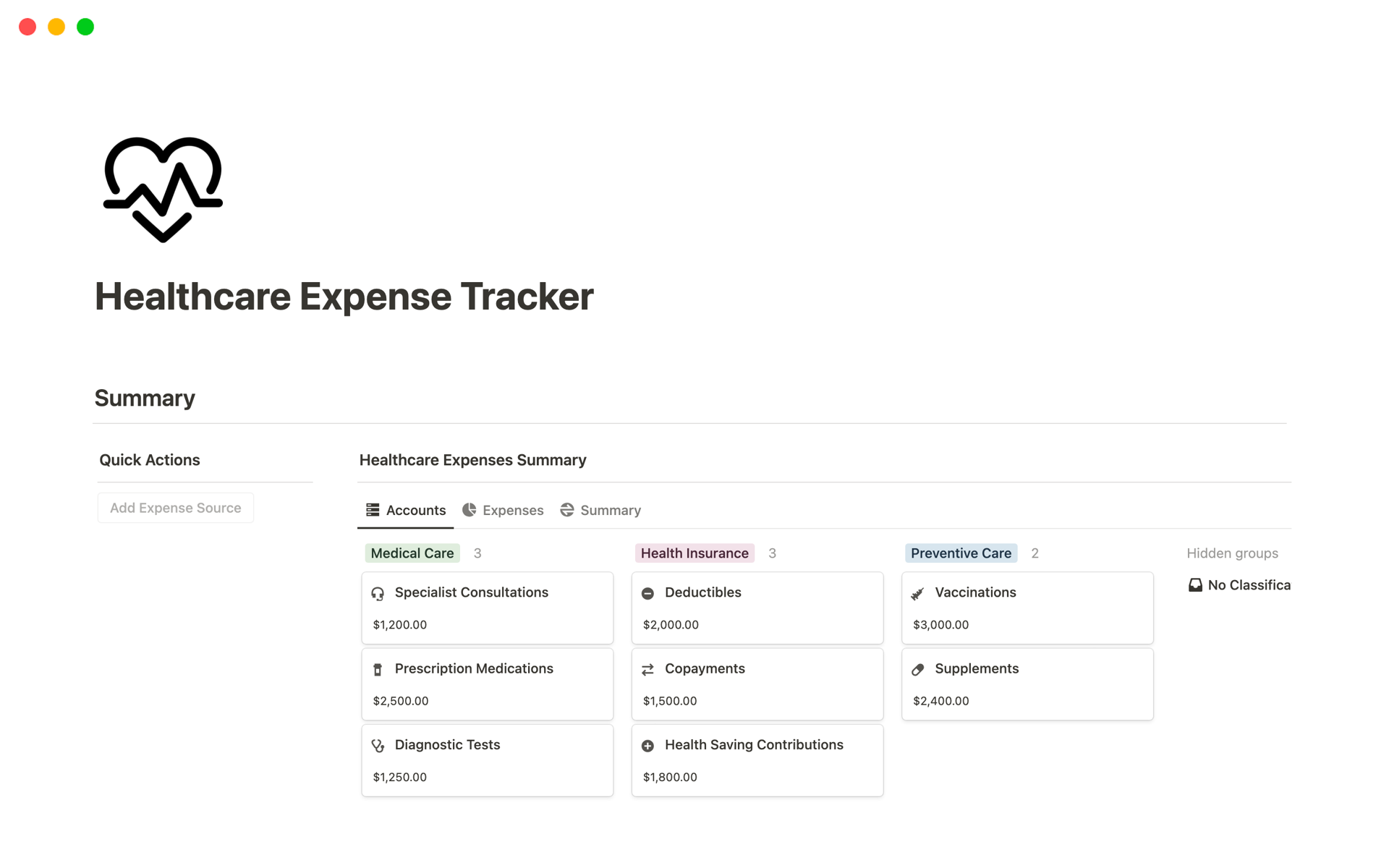 Healthcare Expense Tracker by theaccountantguy FinanceGuy Notion