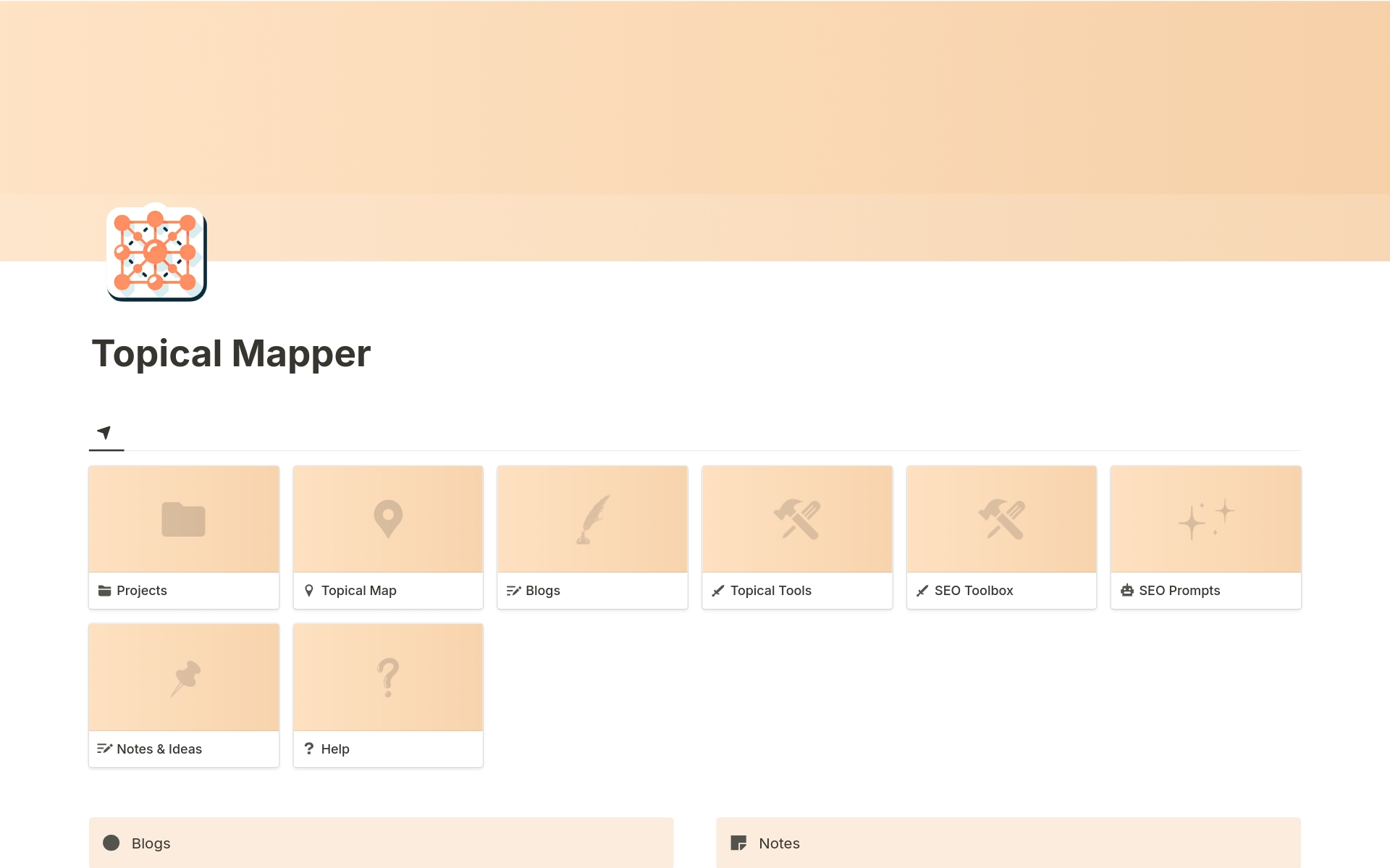 A template preview for Topical Mapper: Organize Your Topical Maps