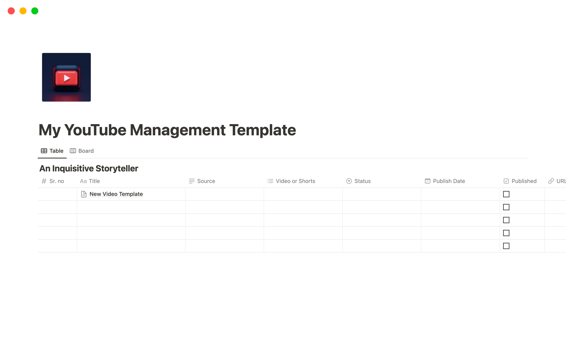 A template preview for YouTube Content Management Template