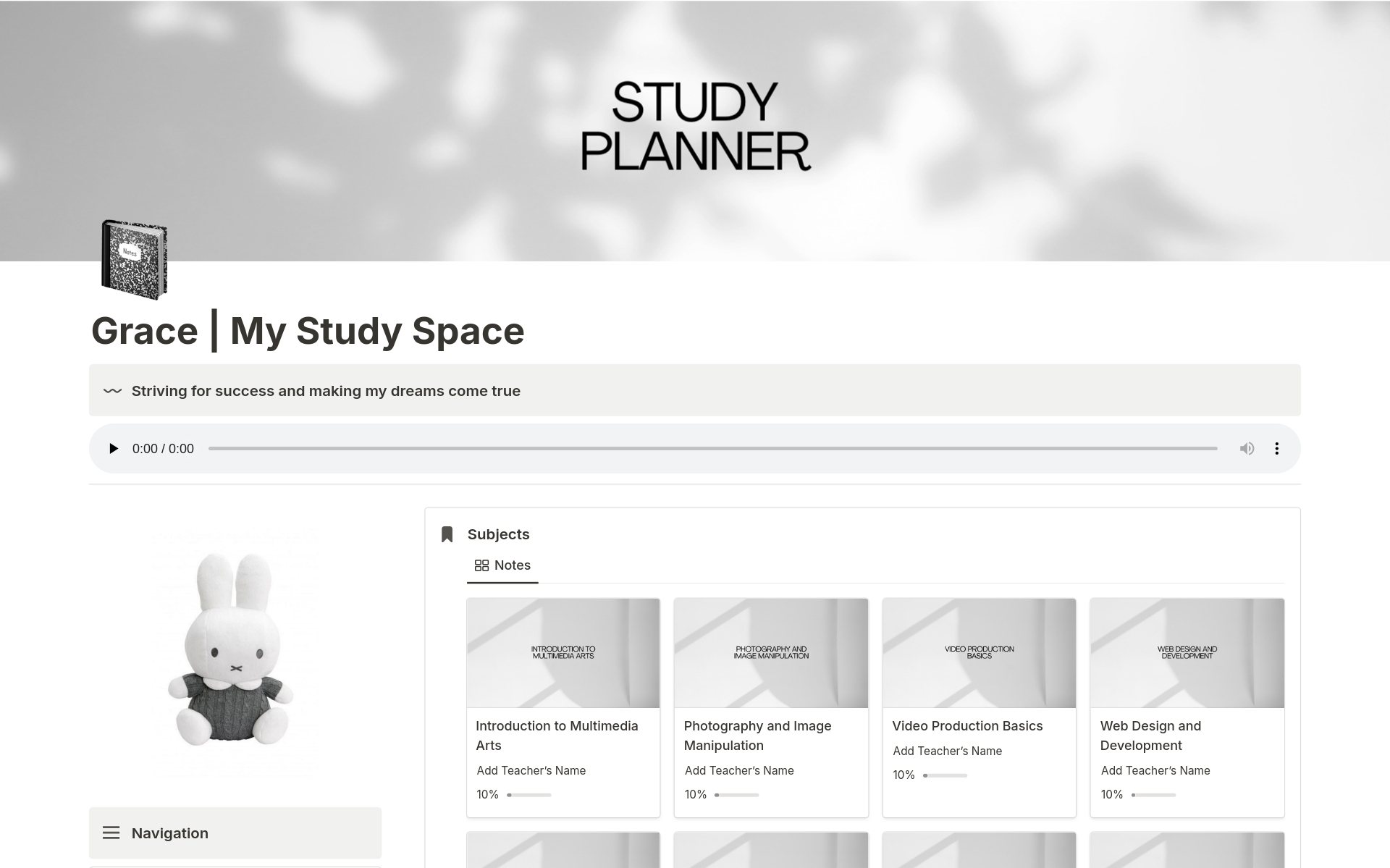 Eine Vorlagenvorschau für The Ultimate Student Planner (Gray Theme)