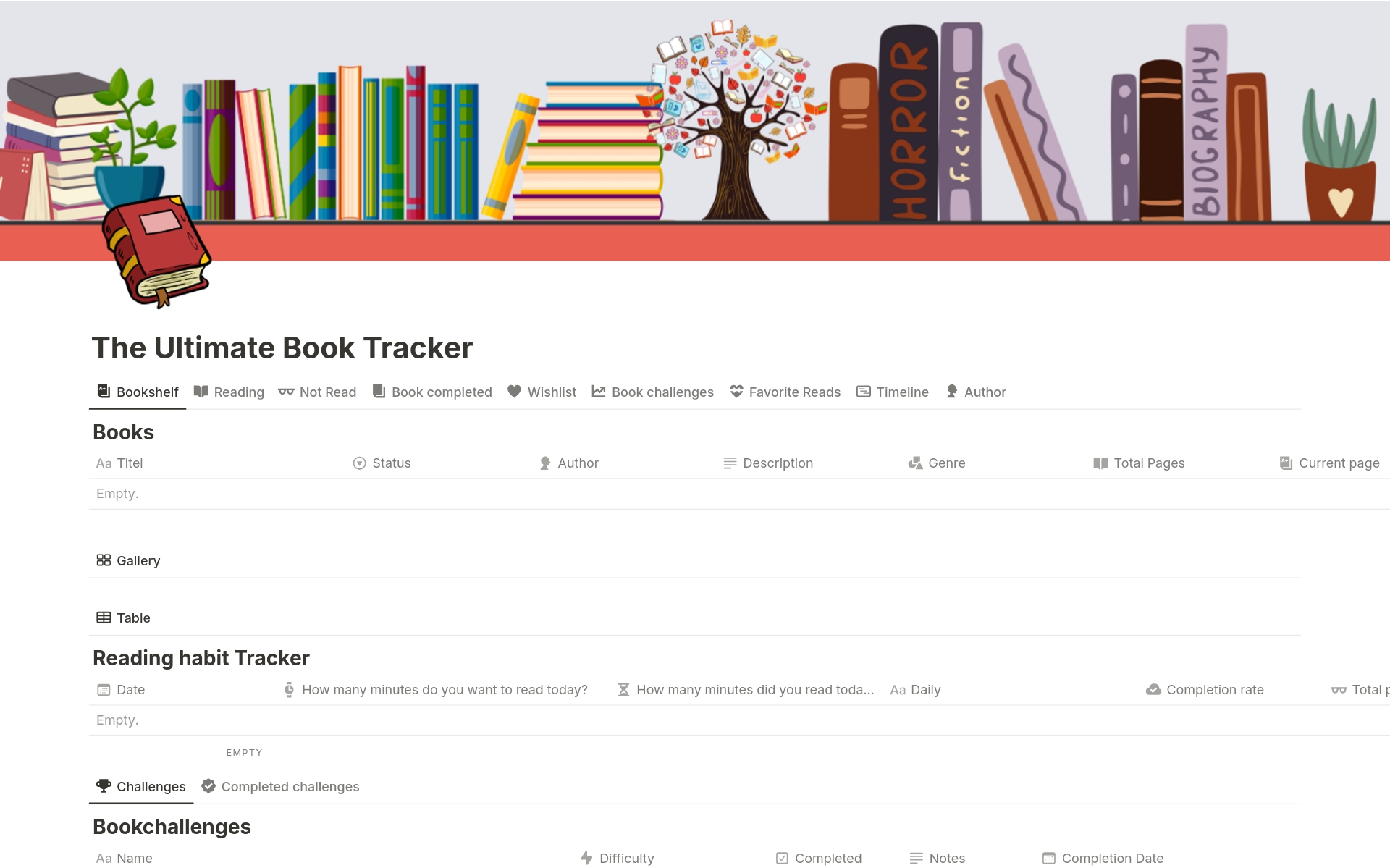 A template preview for The Ultimate Book Tracker