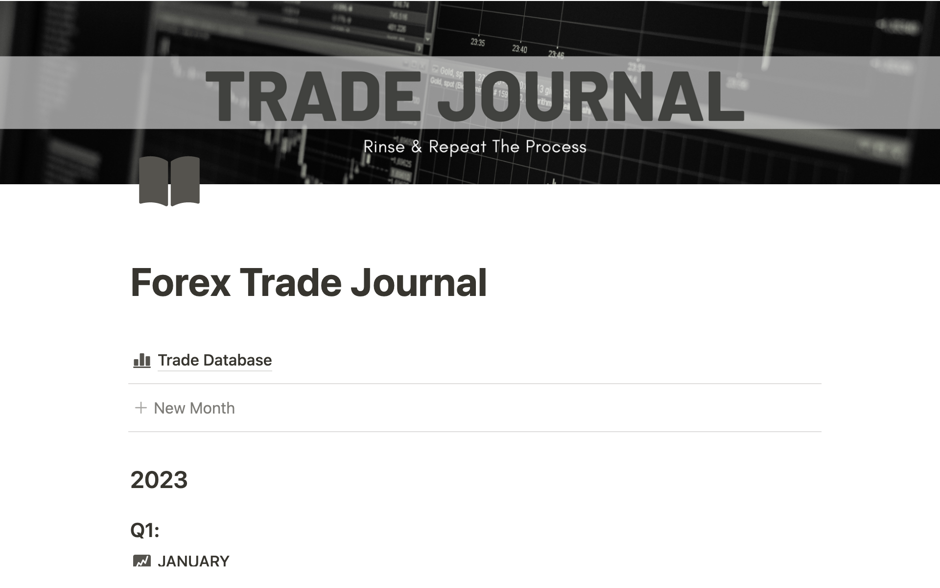 Forex Trade Journalのテンプレートのプレビュー