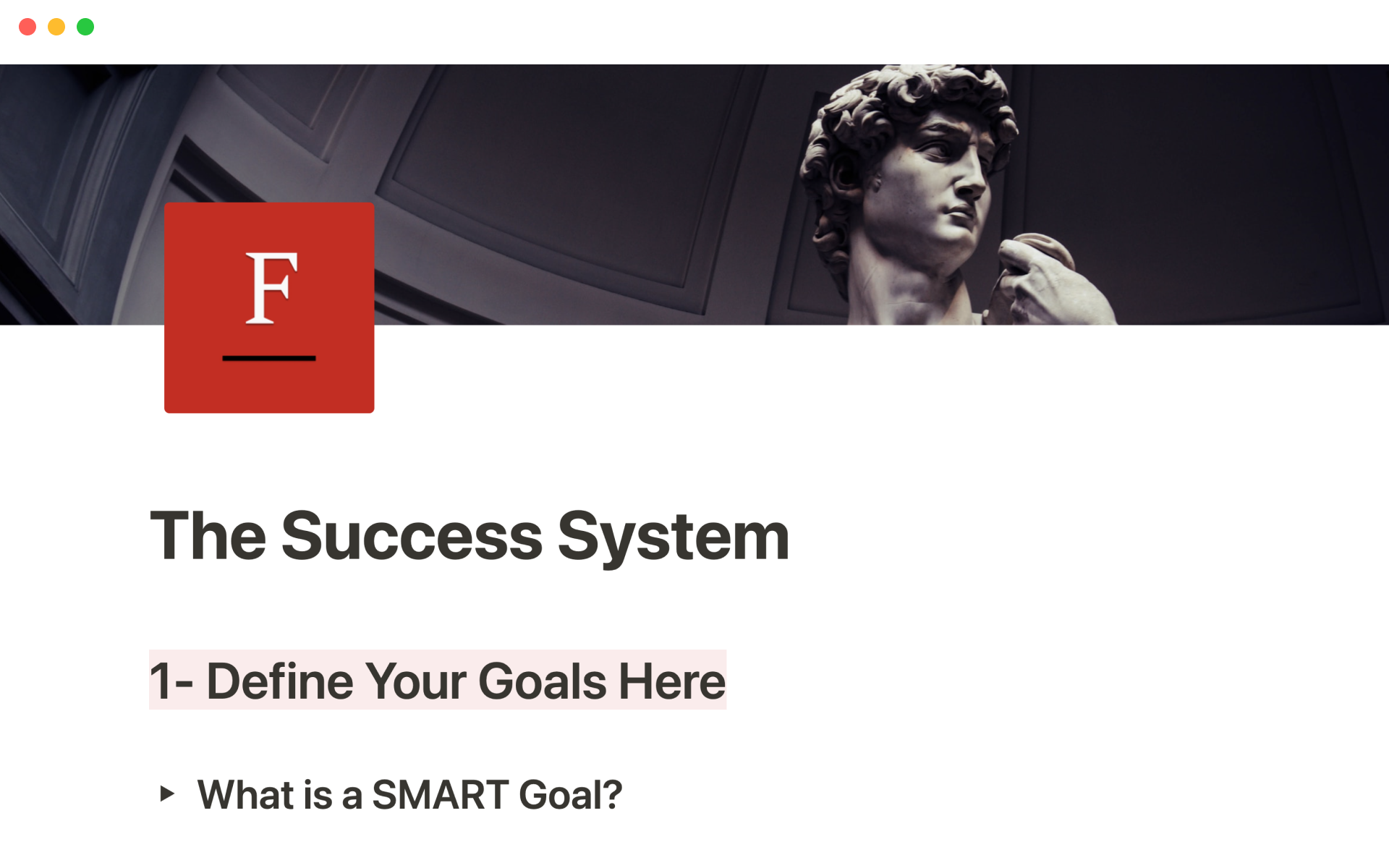 A template preview for The success system