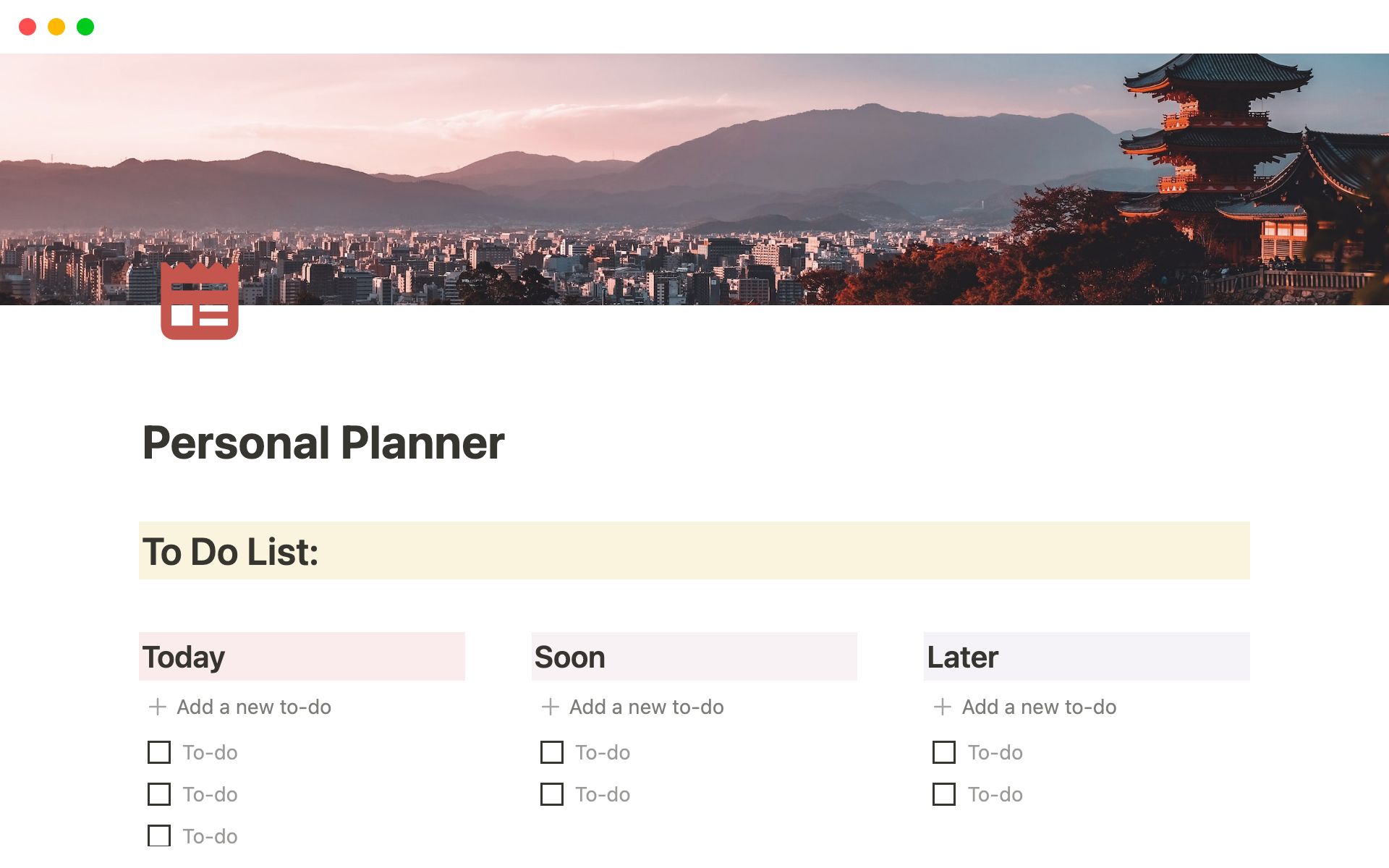 Notion Personal Planner Template님의 템플릿 미리보기