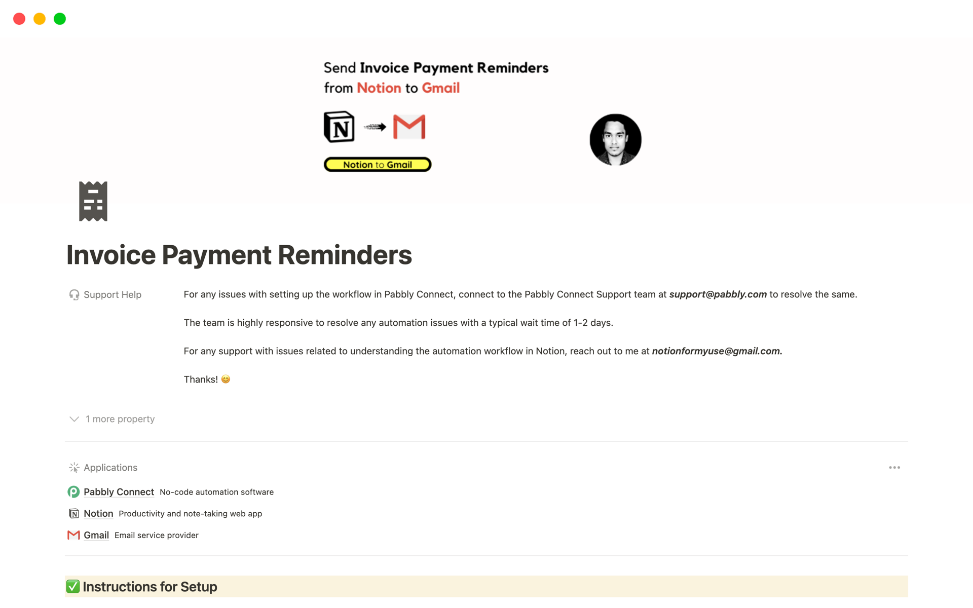 A template preview for Invoice Payment Reminders