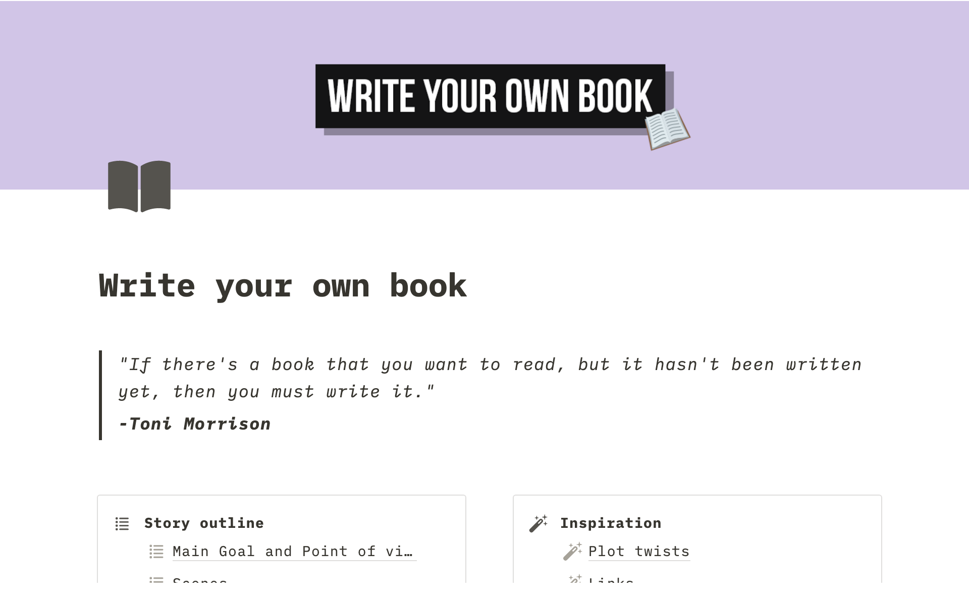 A template preview for Write your own book