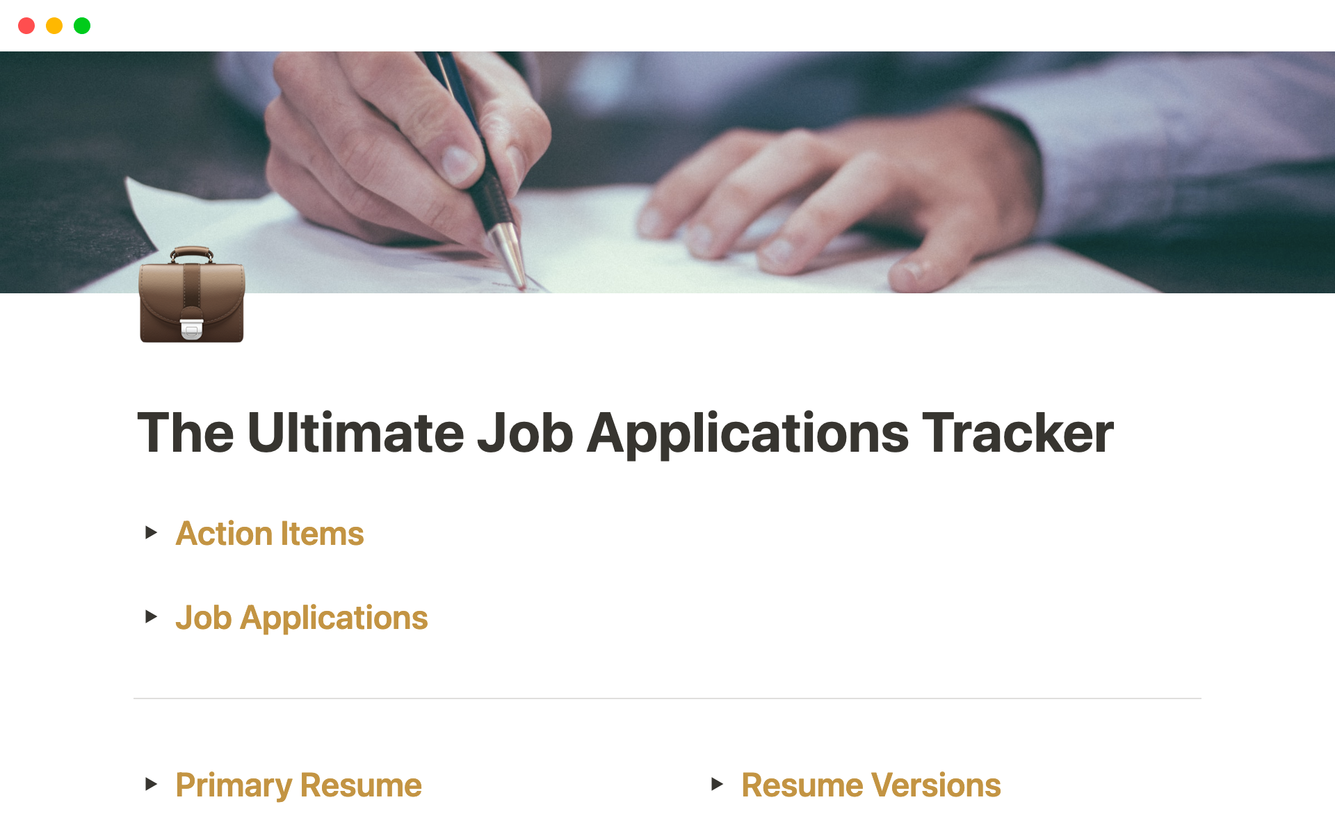 Aperçu du modèle de The Ultimate Job Applications Tracker