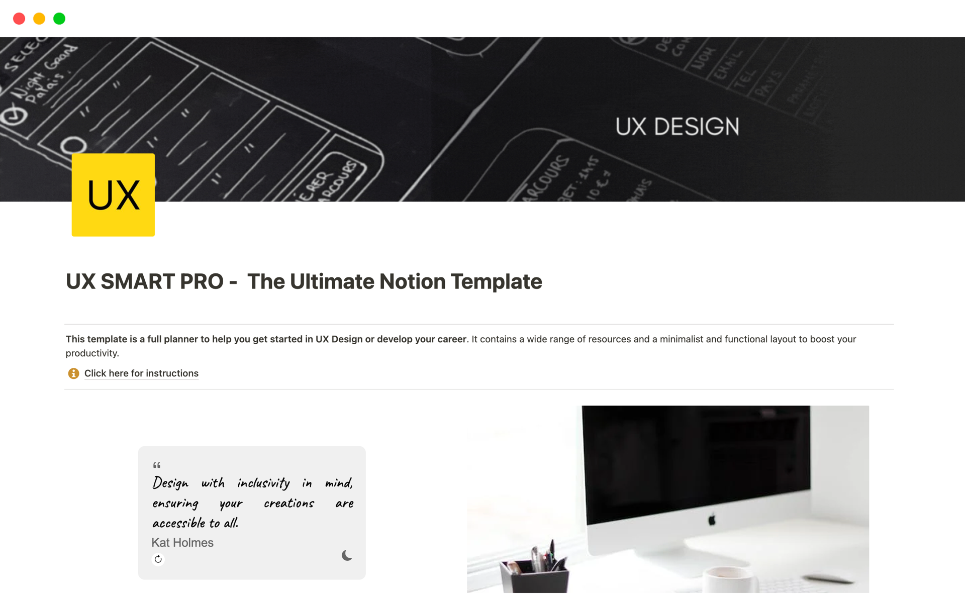 Designed specifically for UX Designers, this notion template presents a clear and organized structure that guides you through the UX Design Fundamentals you must learn and helps you get inspiration and manage your design projects.