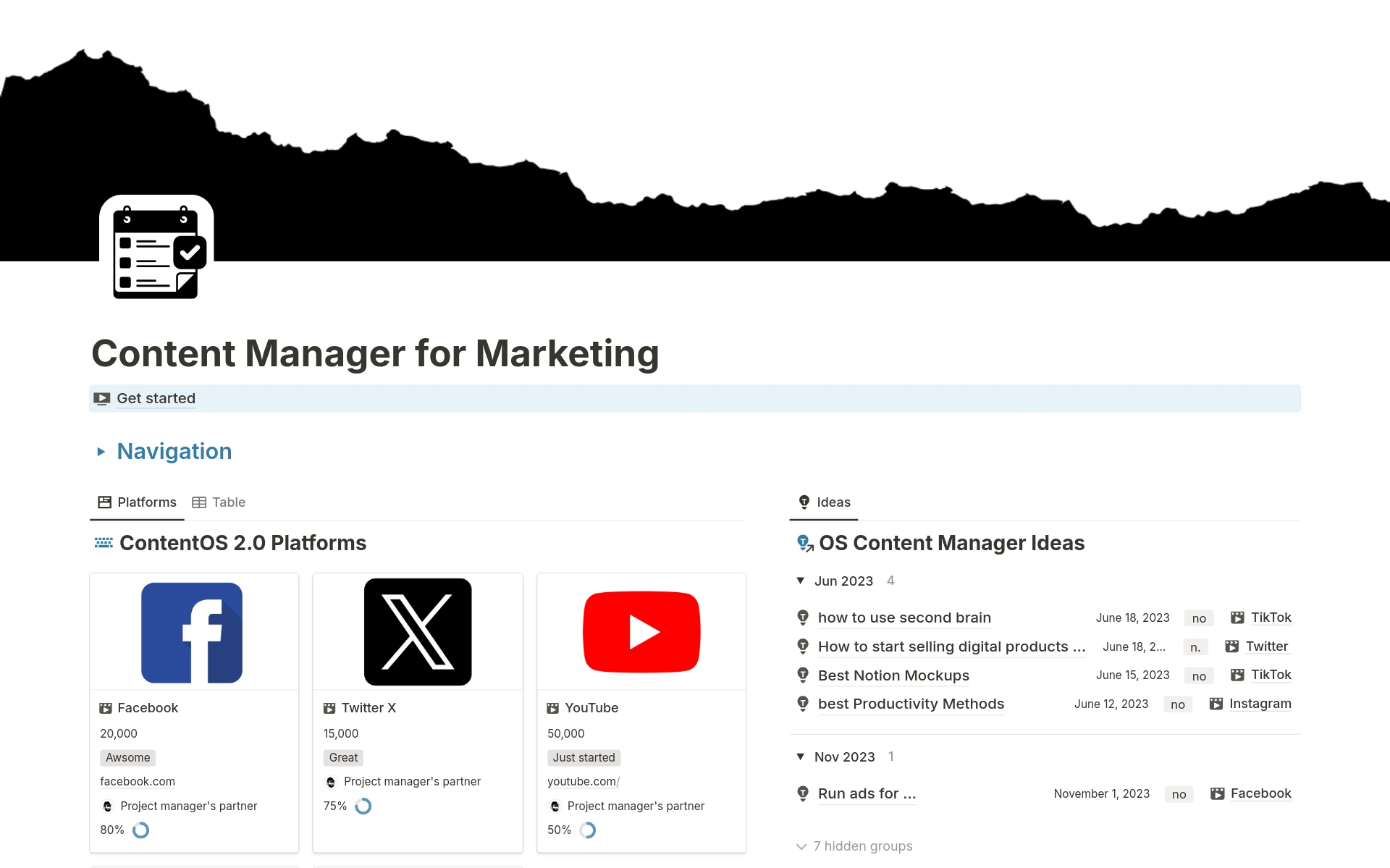A template preview for Content Manager for Marketing