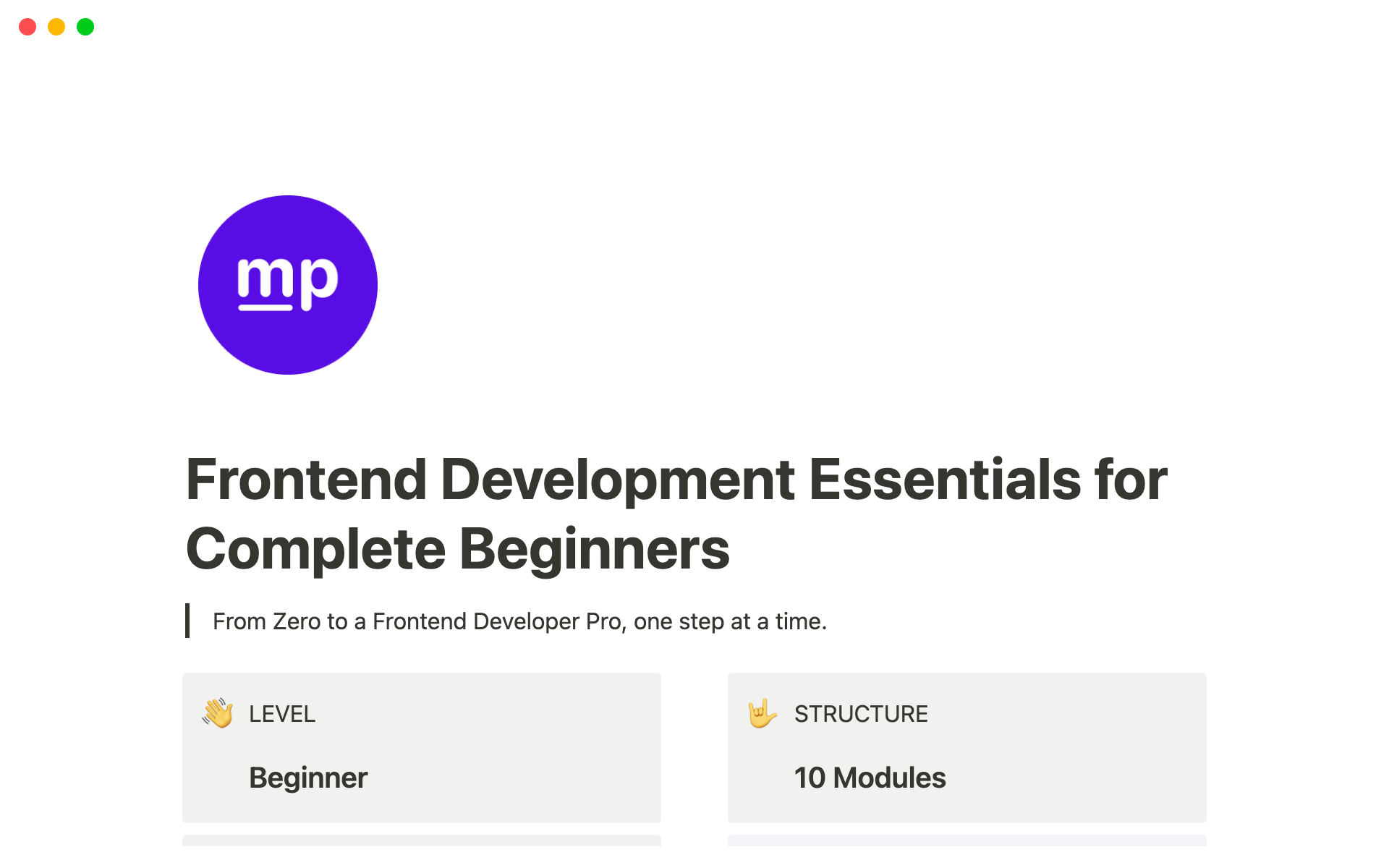 A template preview for Frontend Launchpad: The Ultimate Frontend Development Study Plan for Complete Beginners