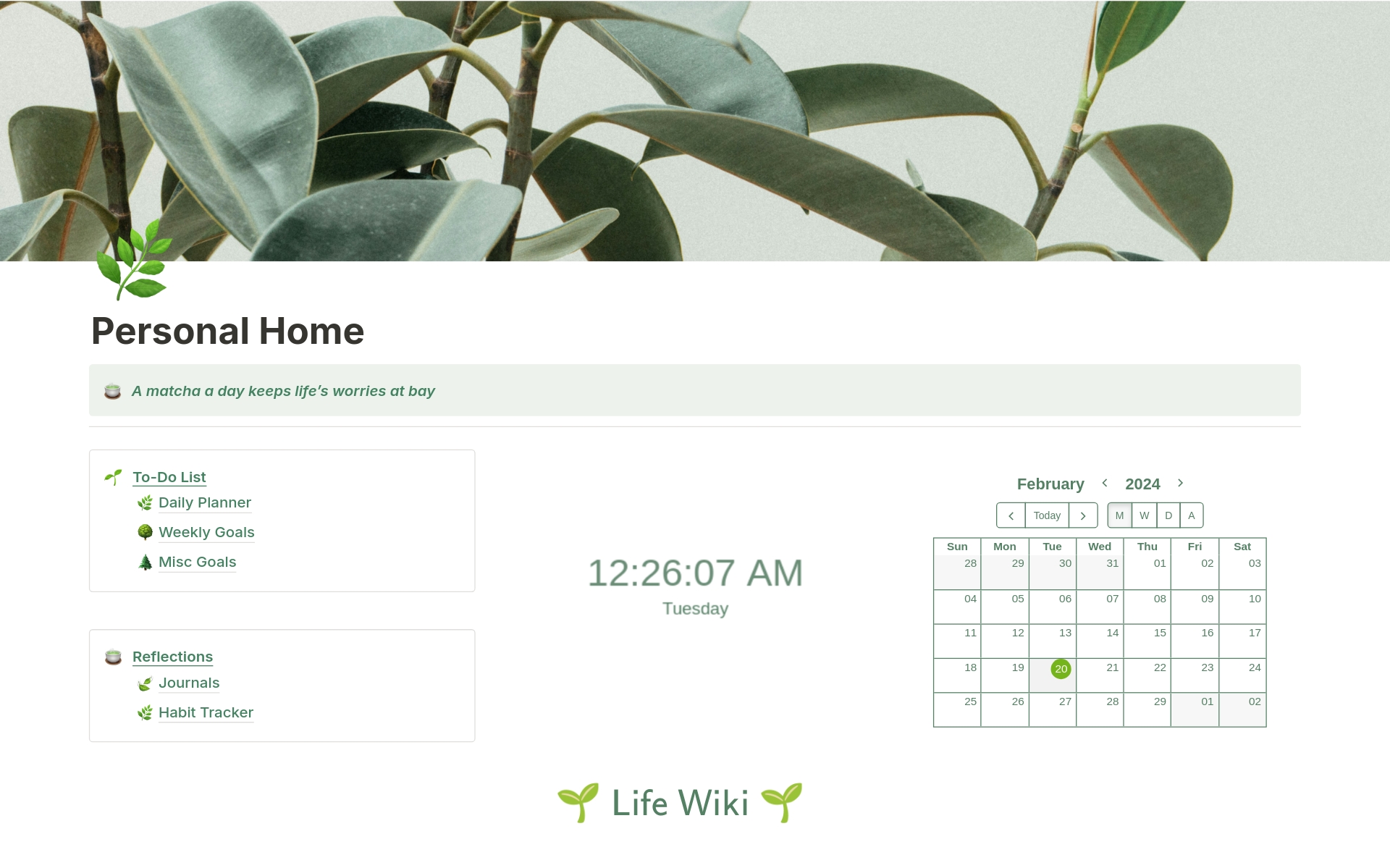 A template preview for Minimalistic Personal Home Dashboard