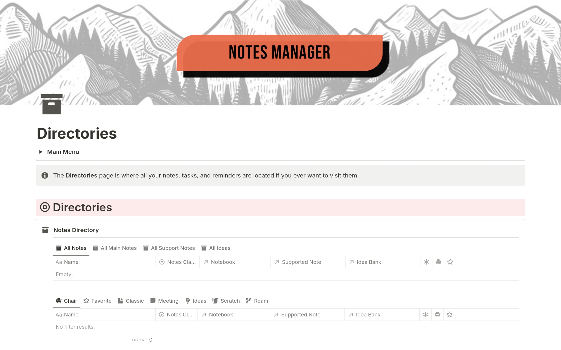 An integrated notes manager and tasks manager that builds on top of the classic library-style organization with different systems and built-in tactics for note organization