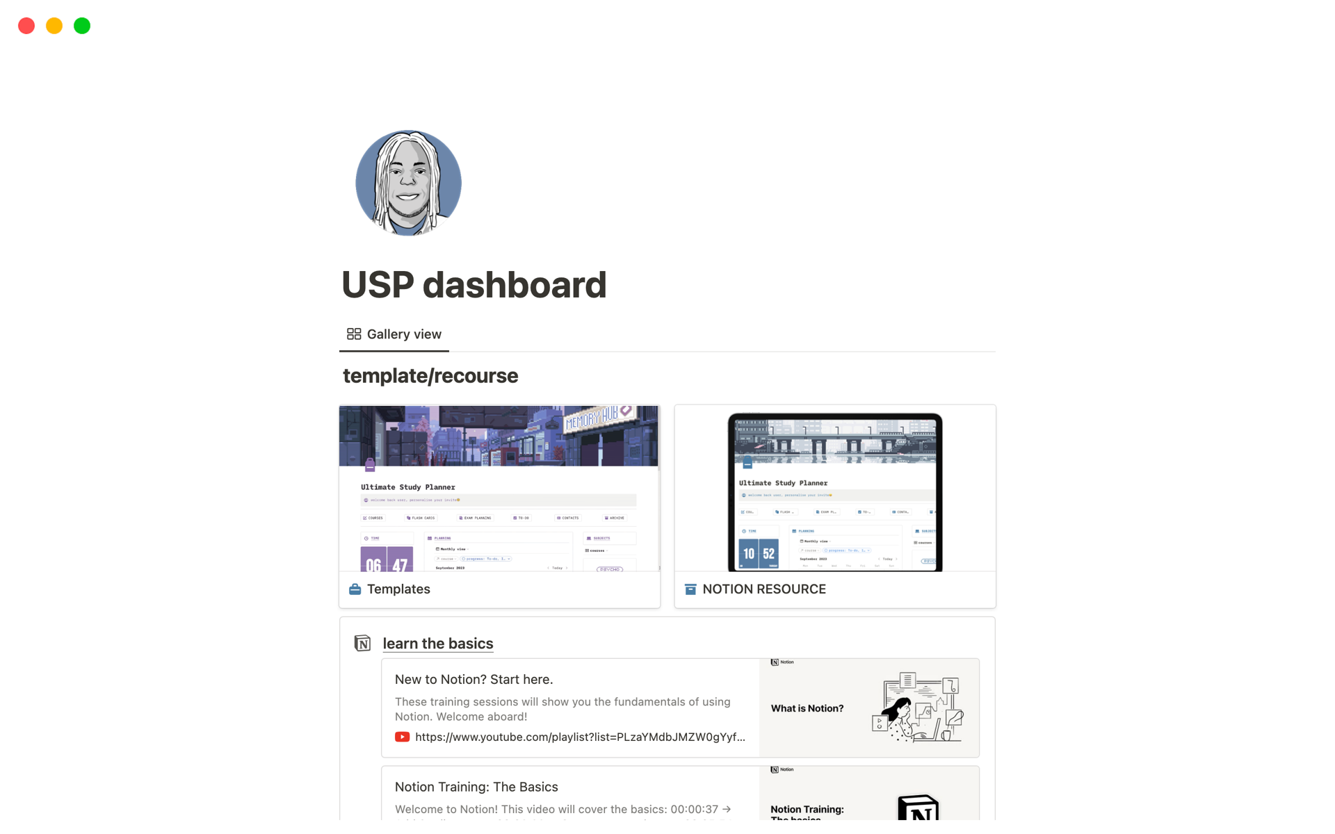 A template preview for Ultimate Study Planner | dashboard