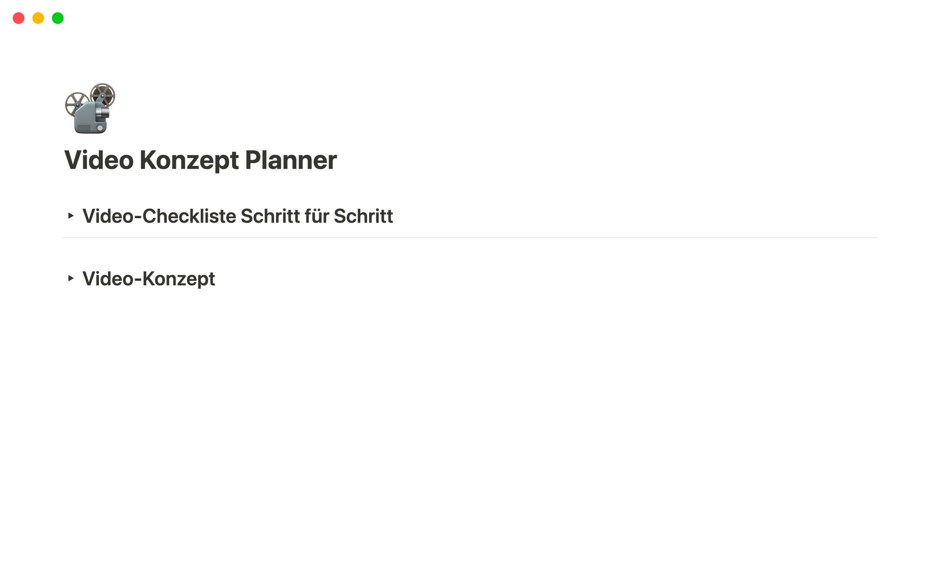 A template preview for Video Konzept Planner