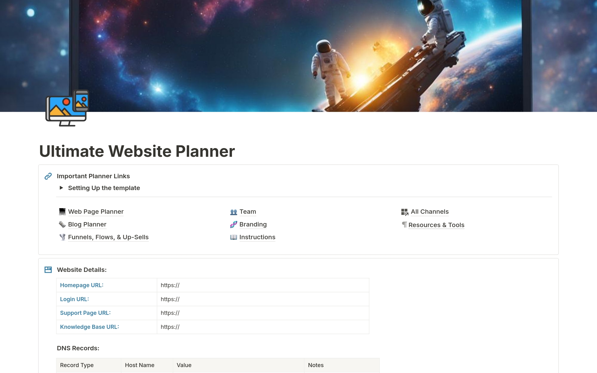 Uma prévia do modelo para Complete Website Planner & Workbook