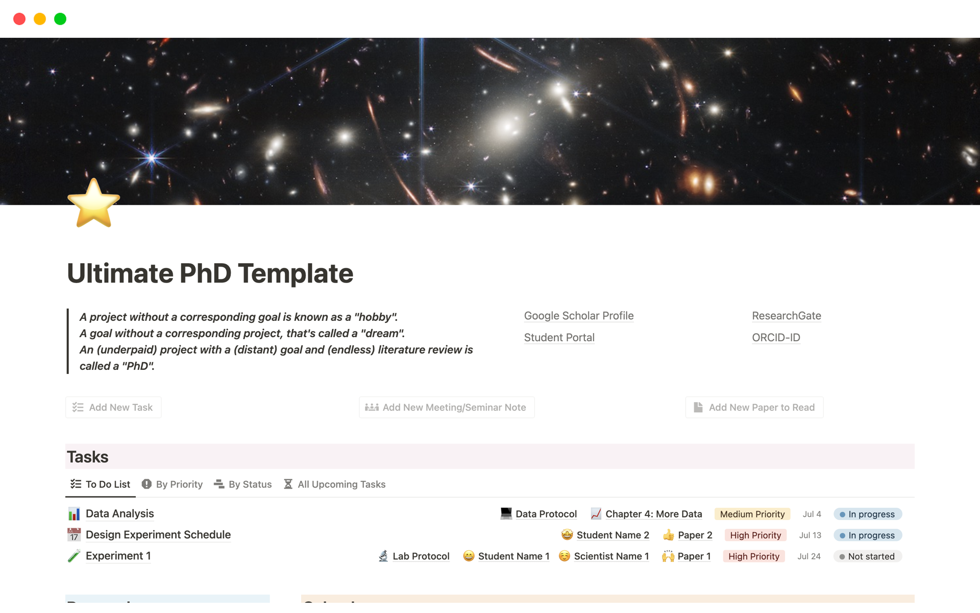 A template preview for Ultimate PhD Template