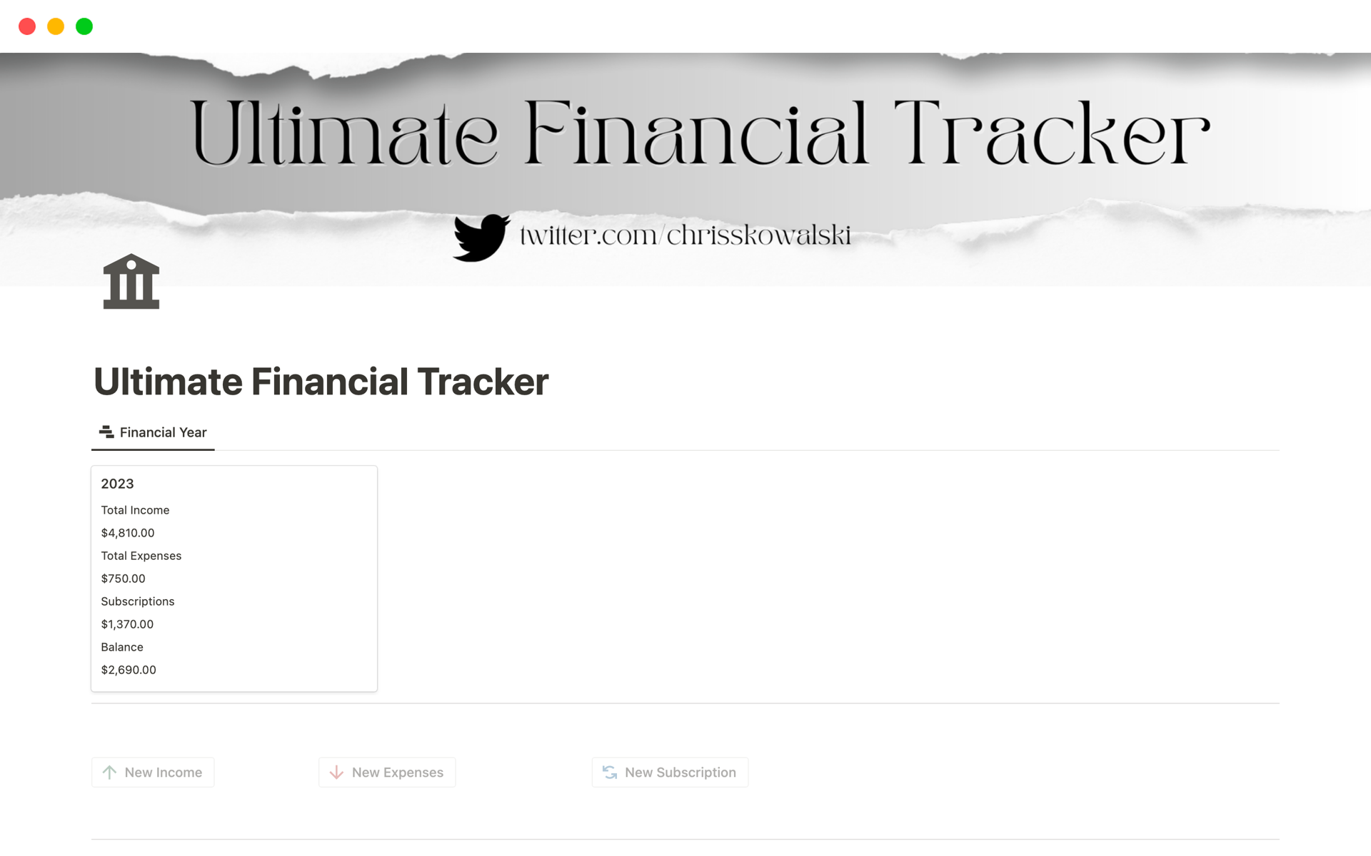 Ultimate Financial Tracker님의 템플릿 미리보기