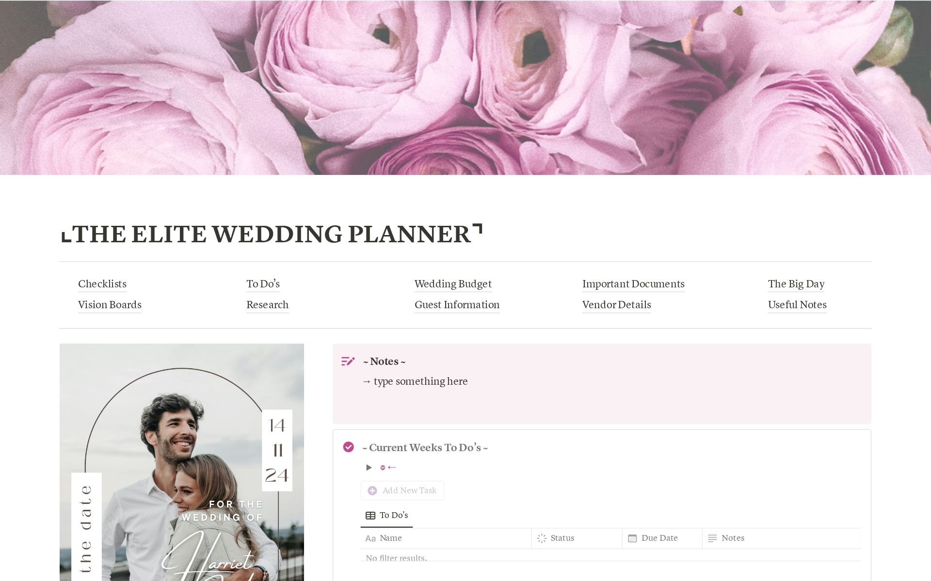 A template preview for The Elite Wedding Planner