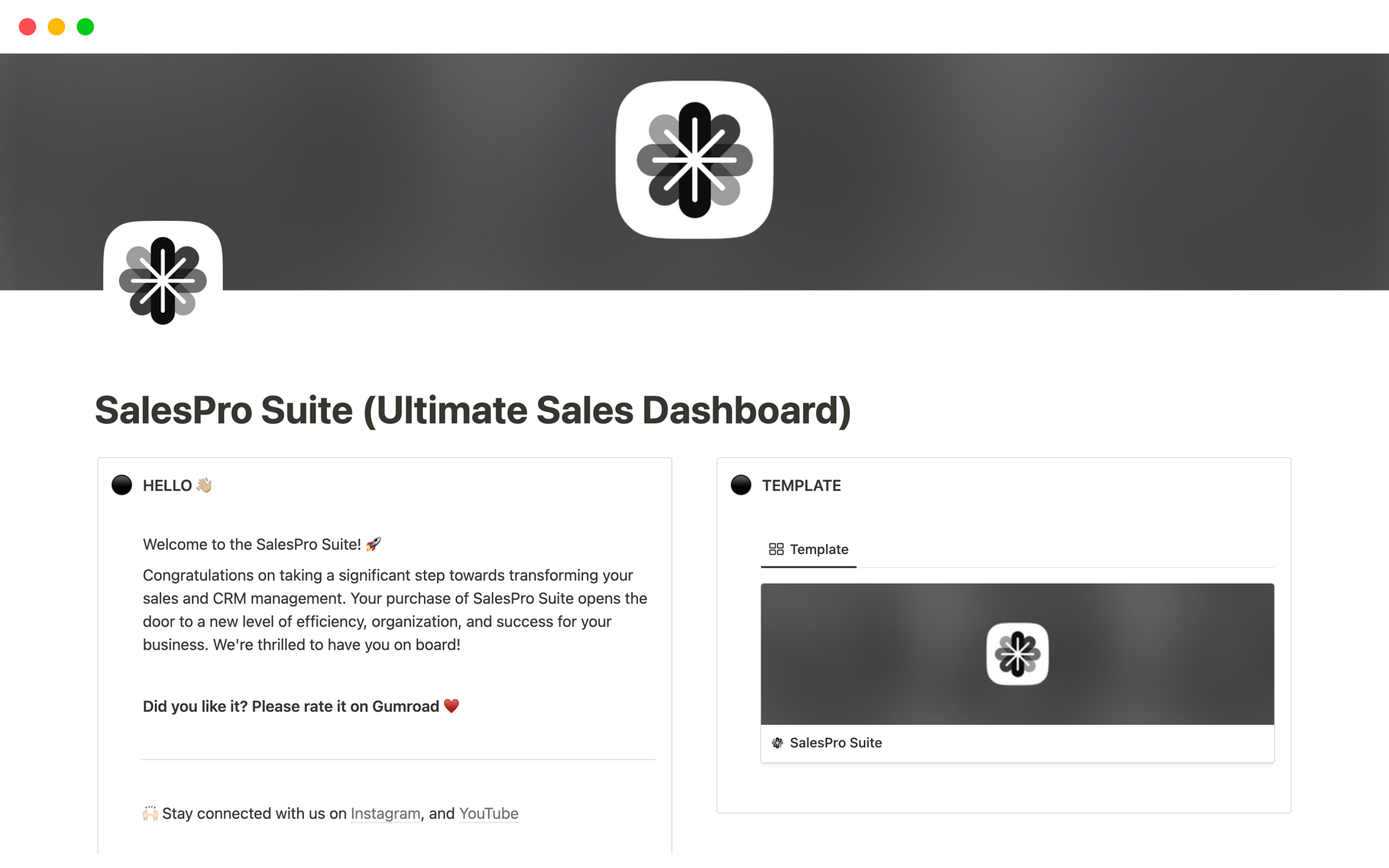 A template preview for SalesPro Suite (Ultimate Sales Dashboard)