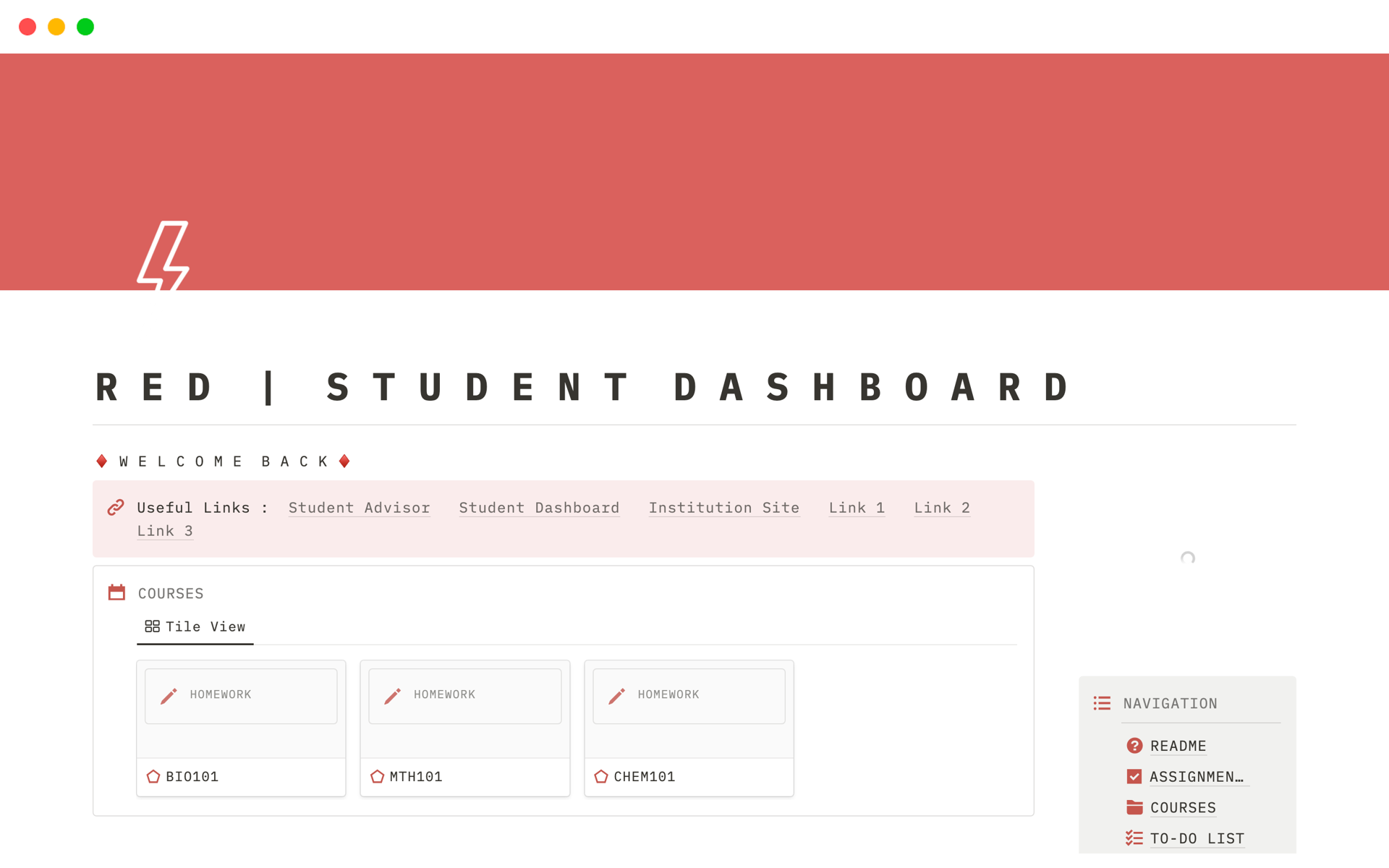 Student Dashboard Template Notion Marketplace