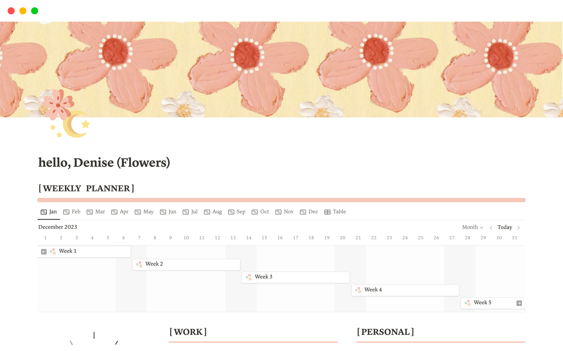 Vista previa de una plantilla para  The Maximizing Productivity Planner | Floral