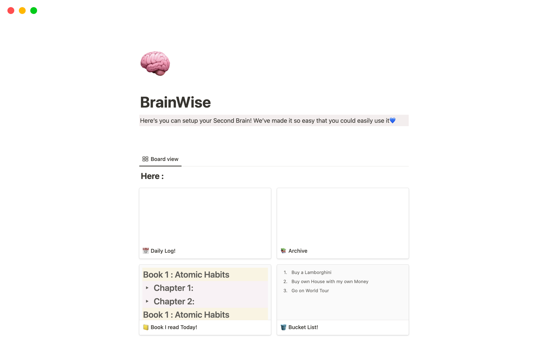 Vista previa de una plantilla para BrainWise