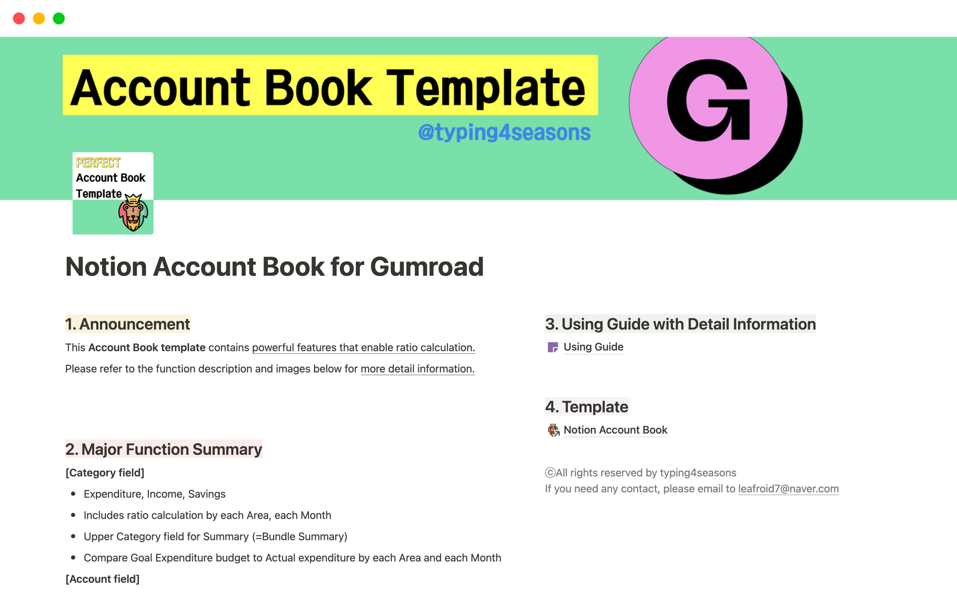 A template preview for Perfect Account book