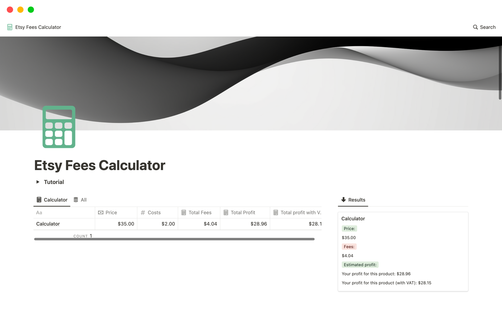 Etsy Fees Calculator By Jordi Rodriguez Notion Template notion-art-covers
