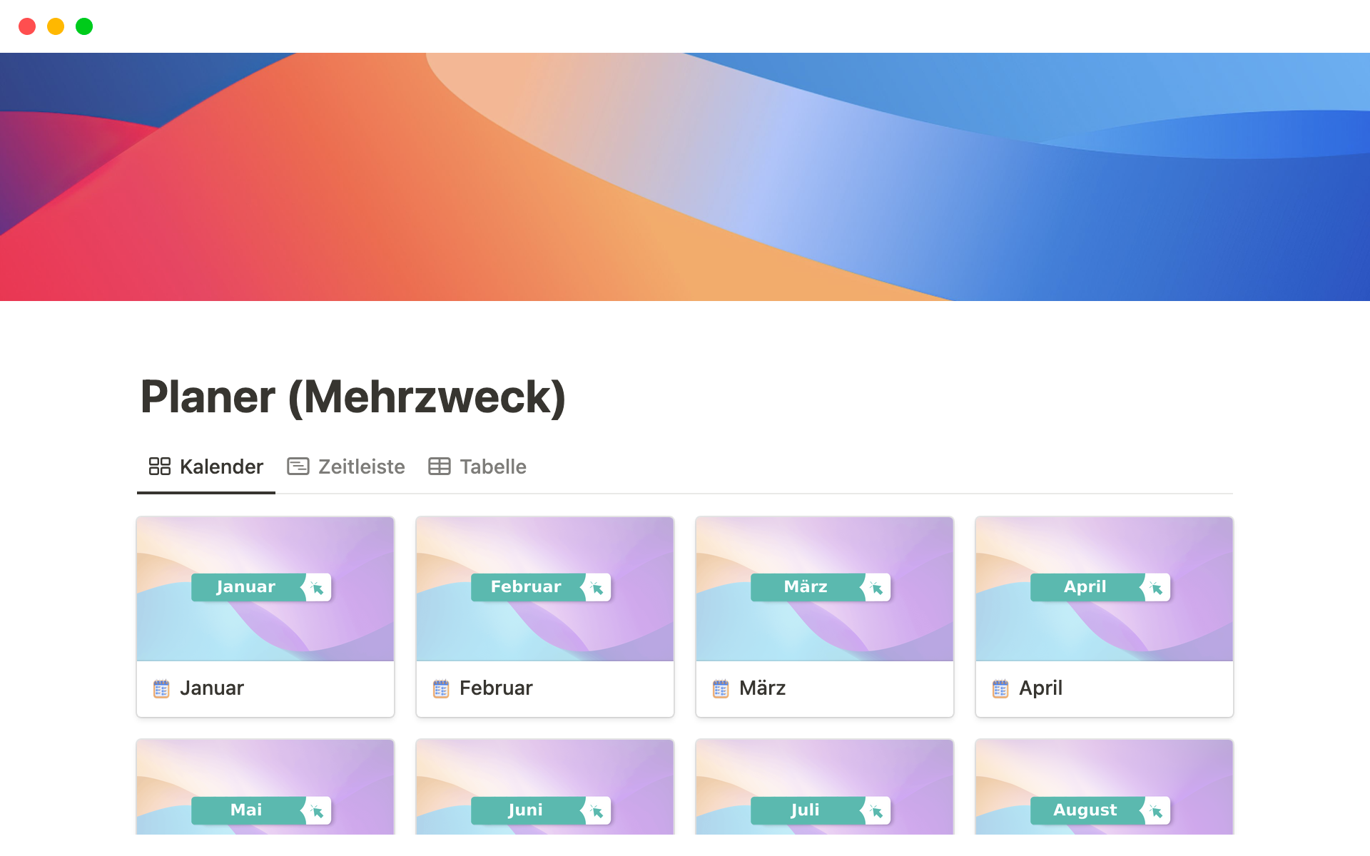 A template preview for Planer (Mehrzweck)