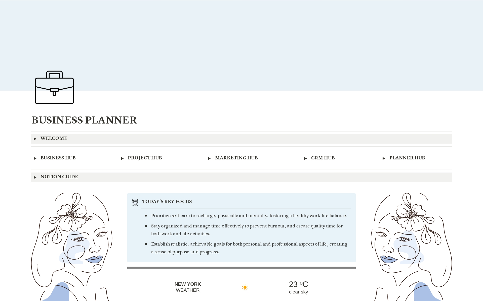 A template preview for Blue Business Planner