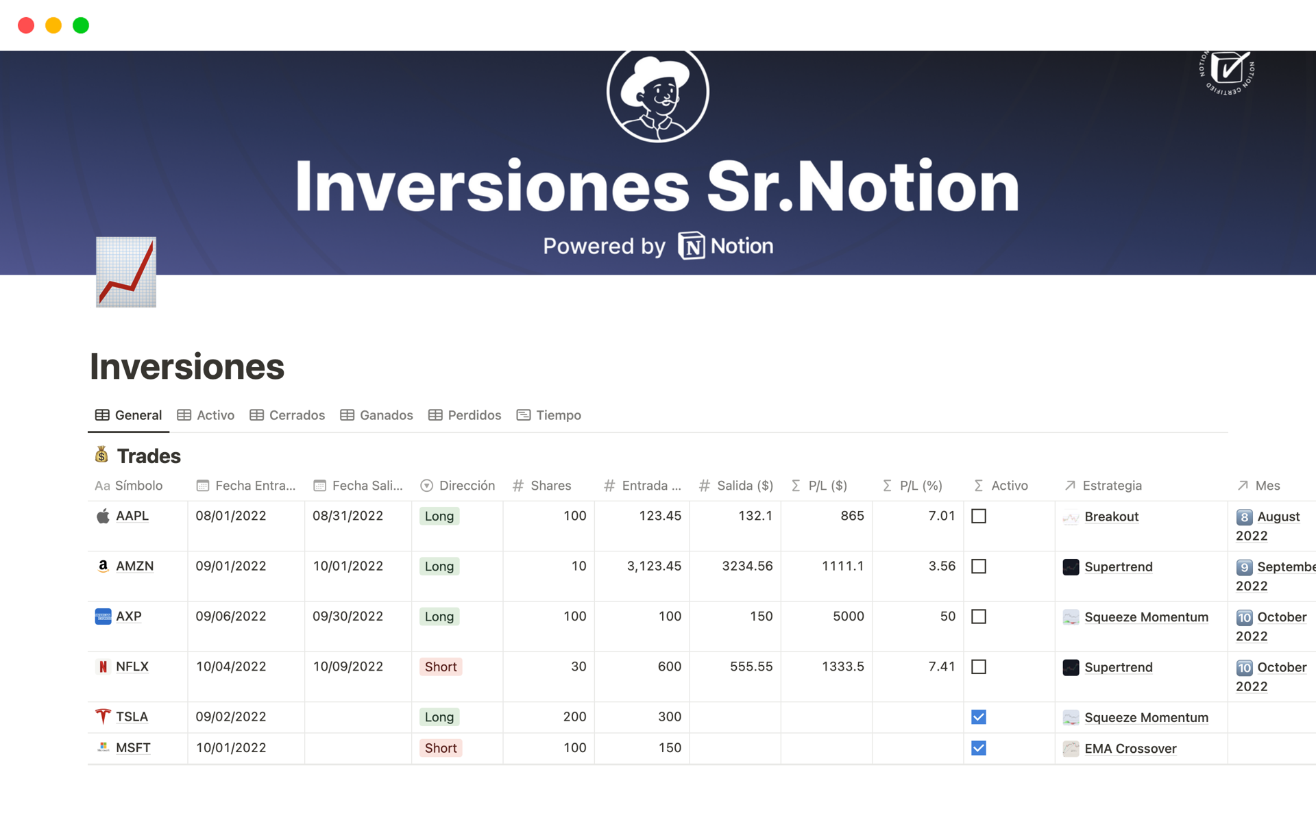 Este template de Notion en Español fue diseñado para simplificar y optimizar tus estrategias de inversión.
