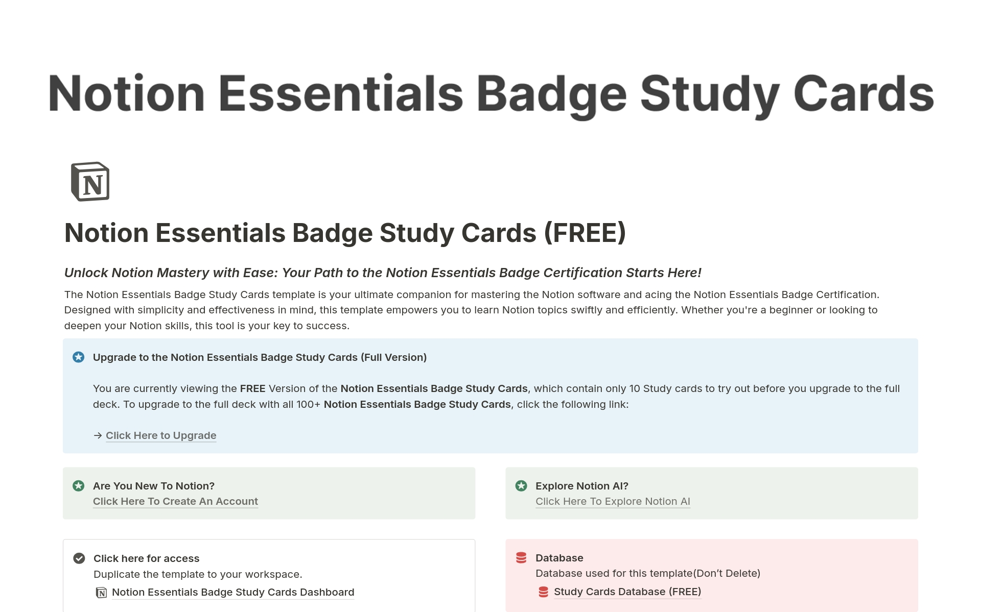 A template preview for Essentials Badge Flash Cards Deck