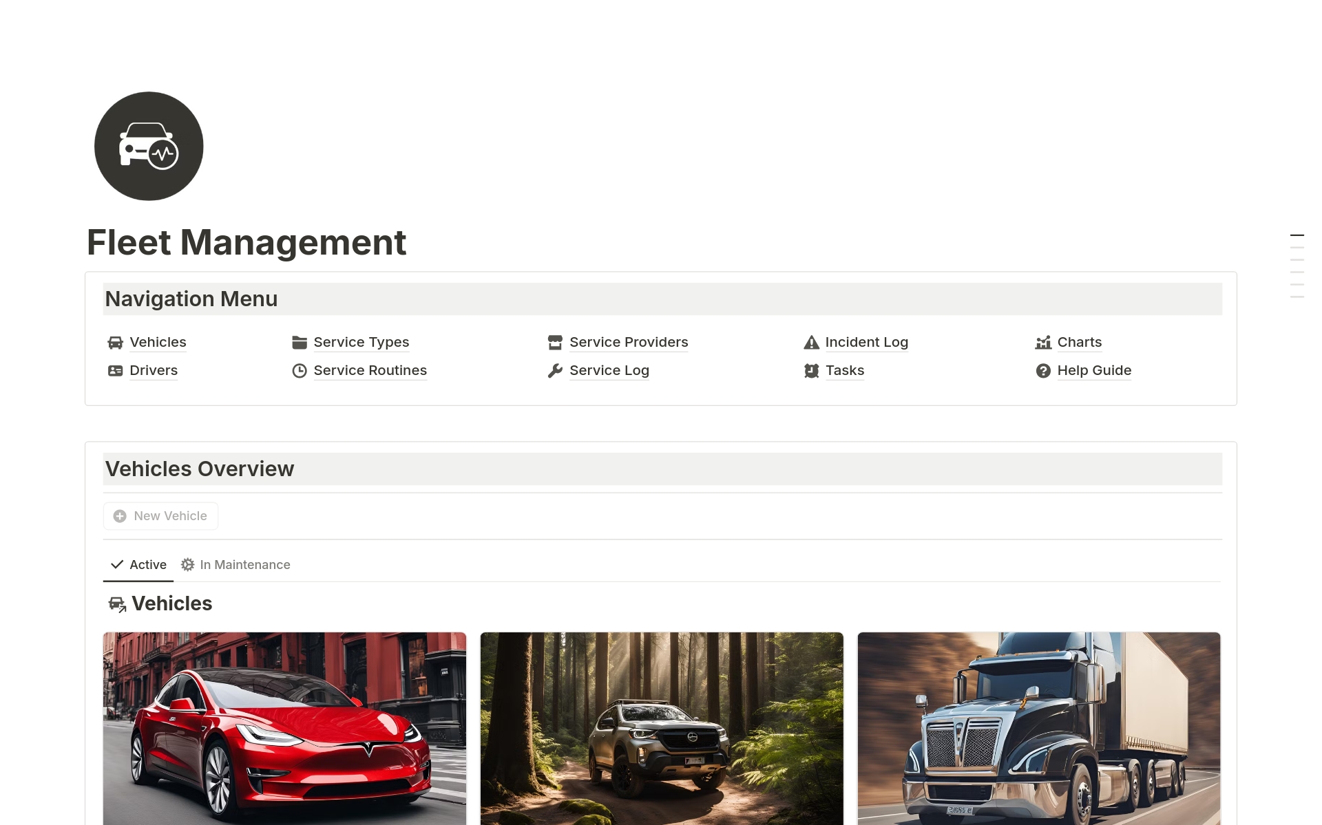Fleet Management by Anaïs Notion Template