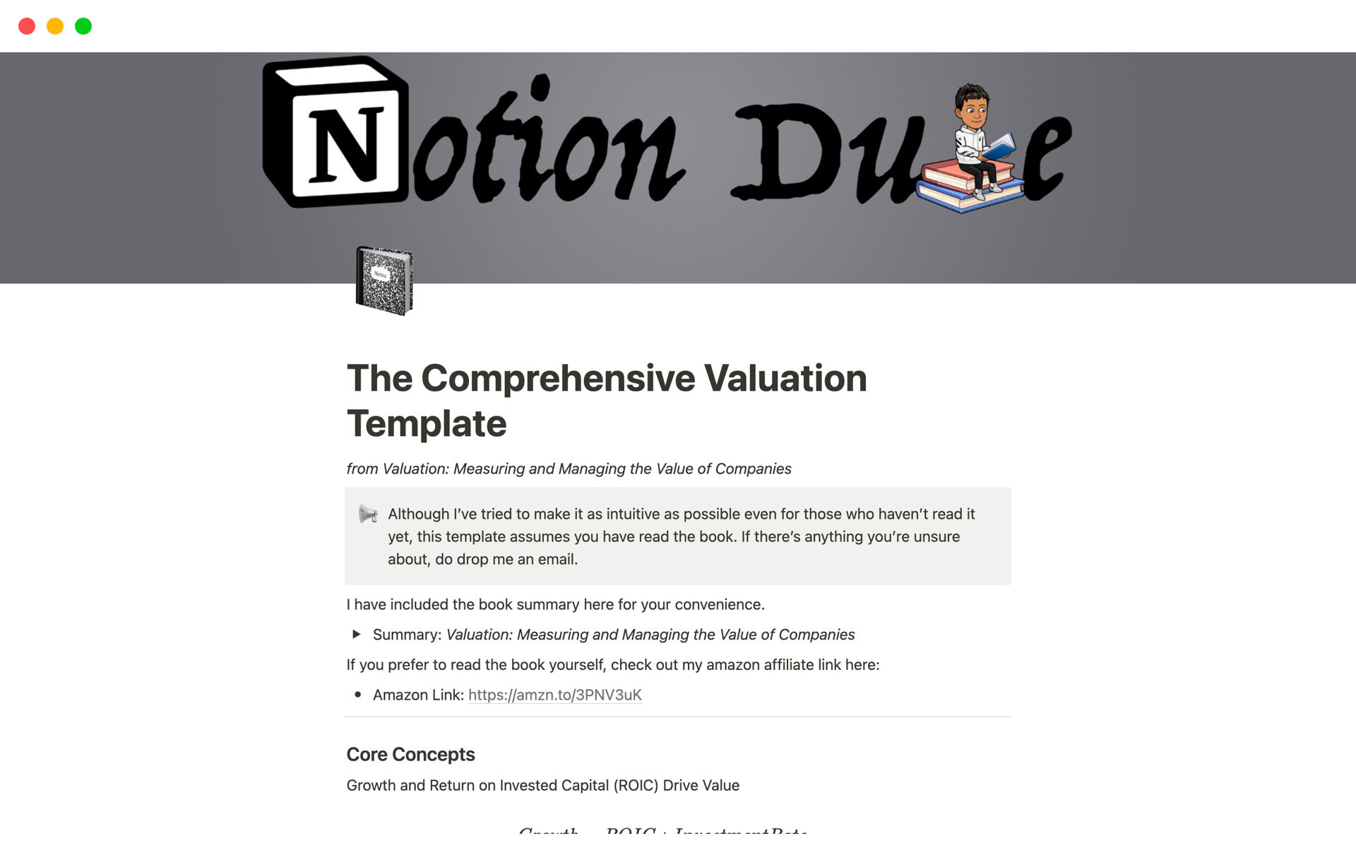 The Comprehensive Valuation Template Notion Template