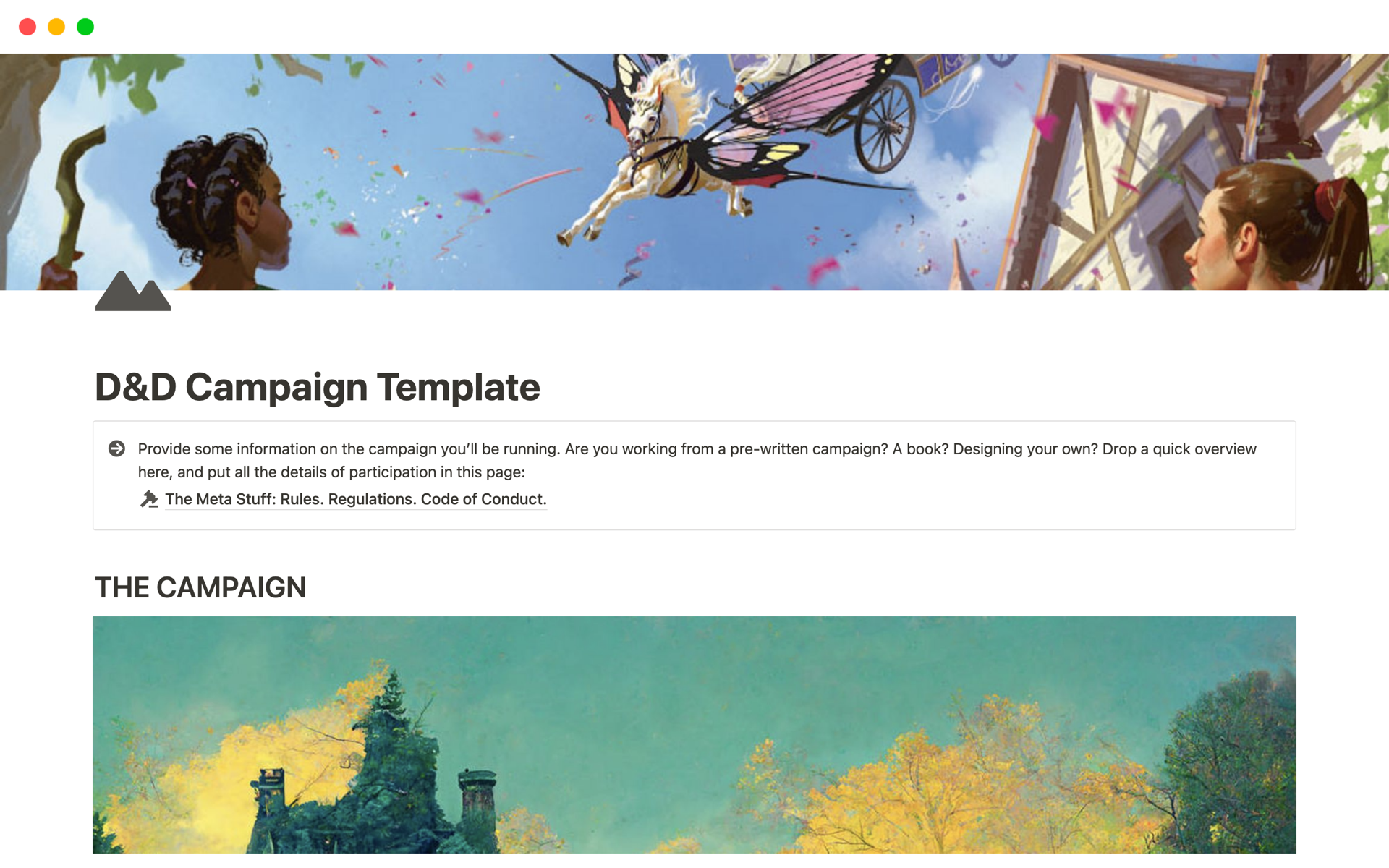 RolePlaying Game Campaign Notion Template