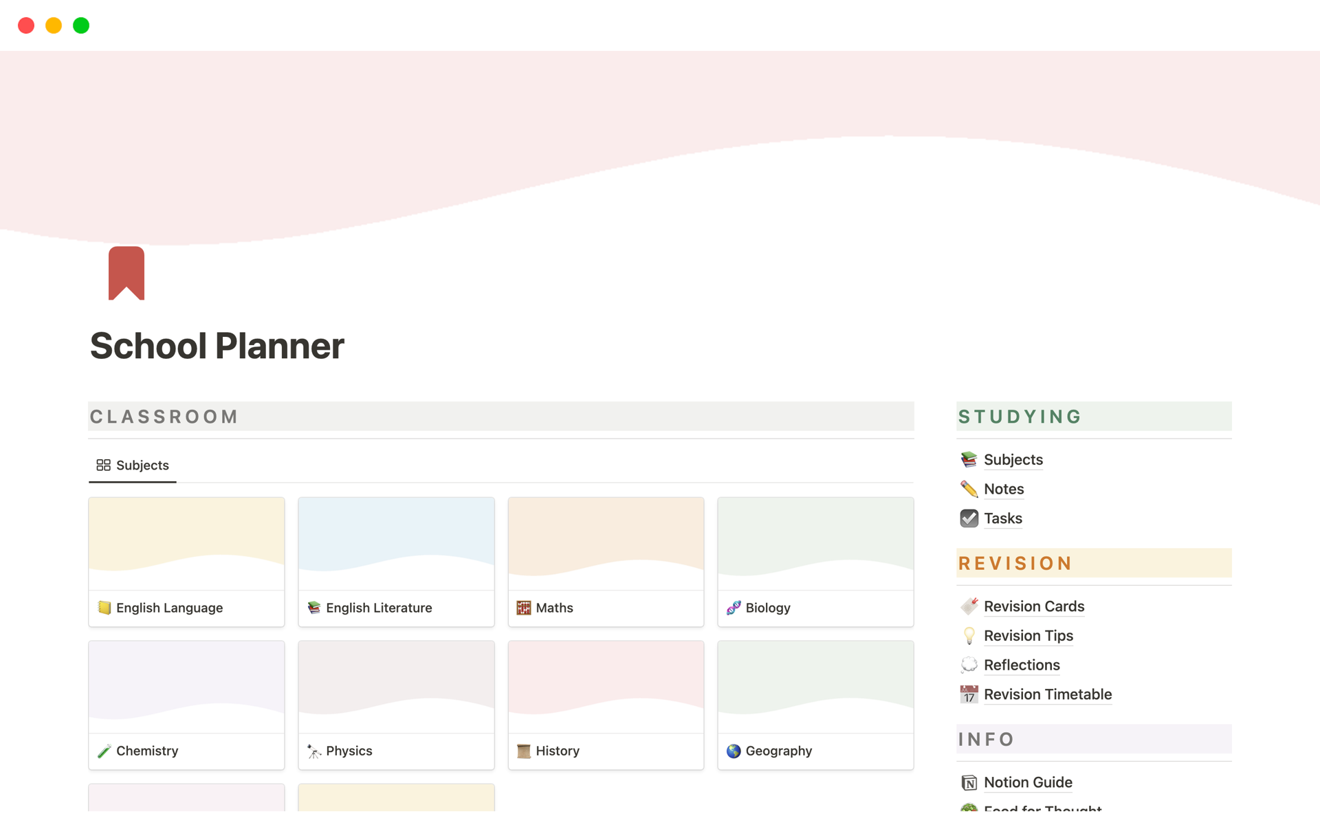 A template preview for School Planner & Dashboard