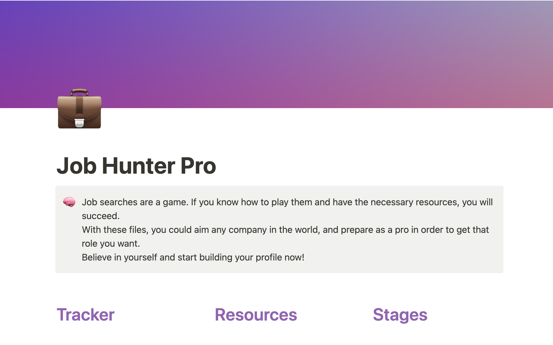 A template preview for Job Hunter Pro