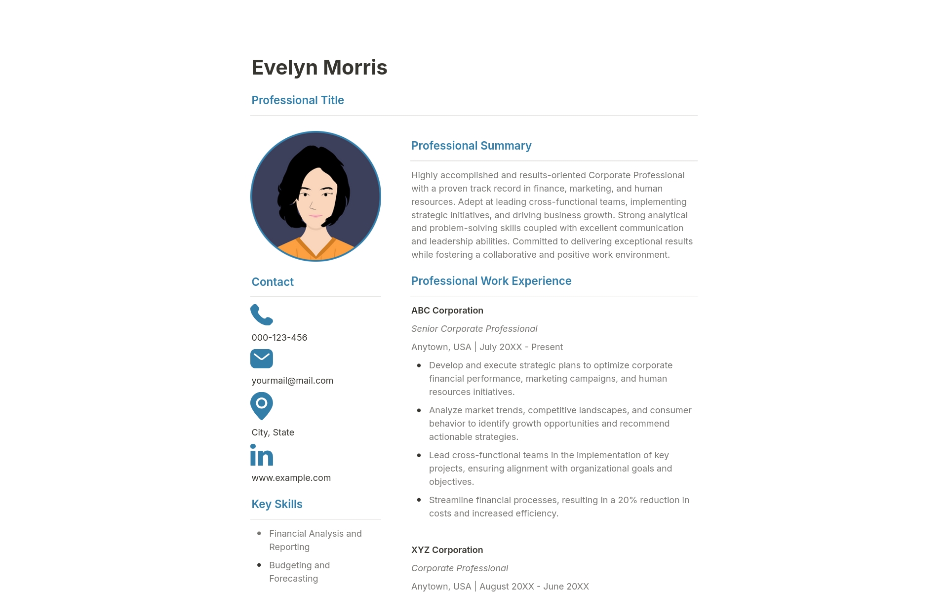 A template preview for Professional Resume + Cover Letter + References