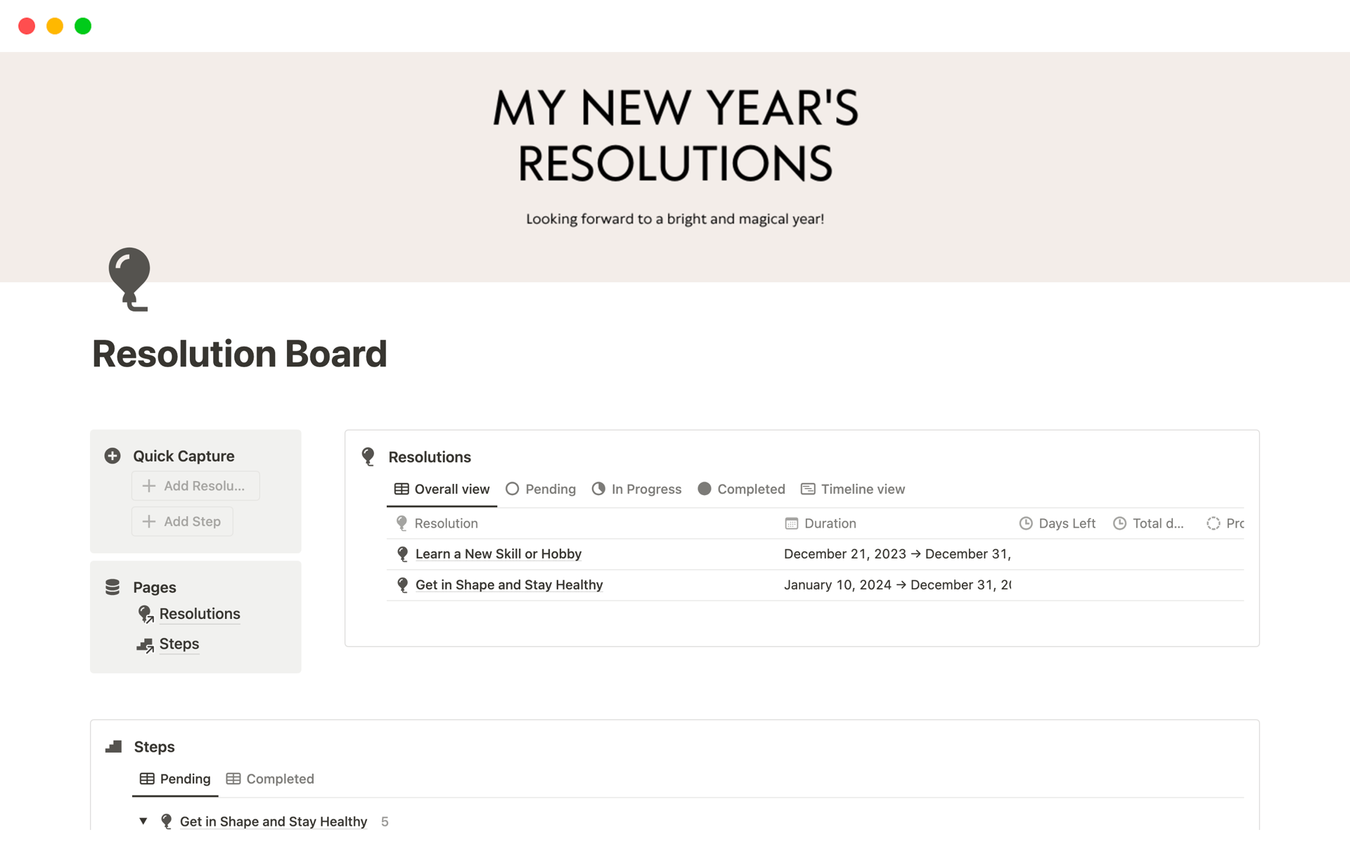 Track and make your New Year Resolutions into reality.