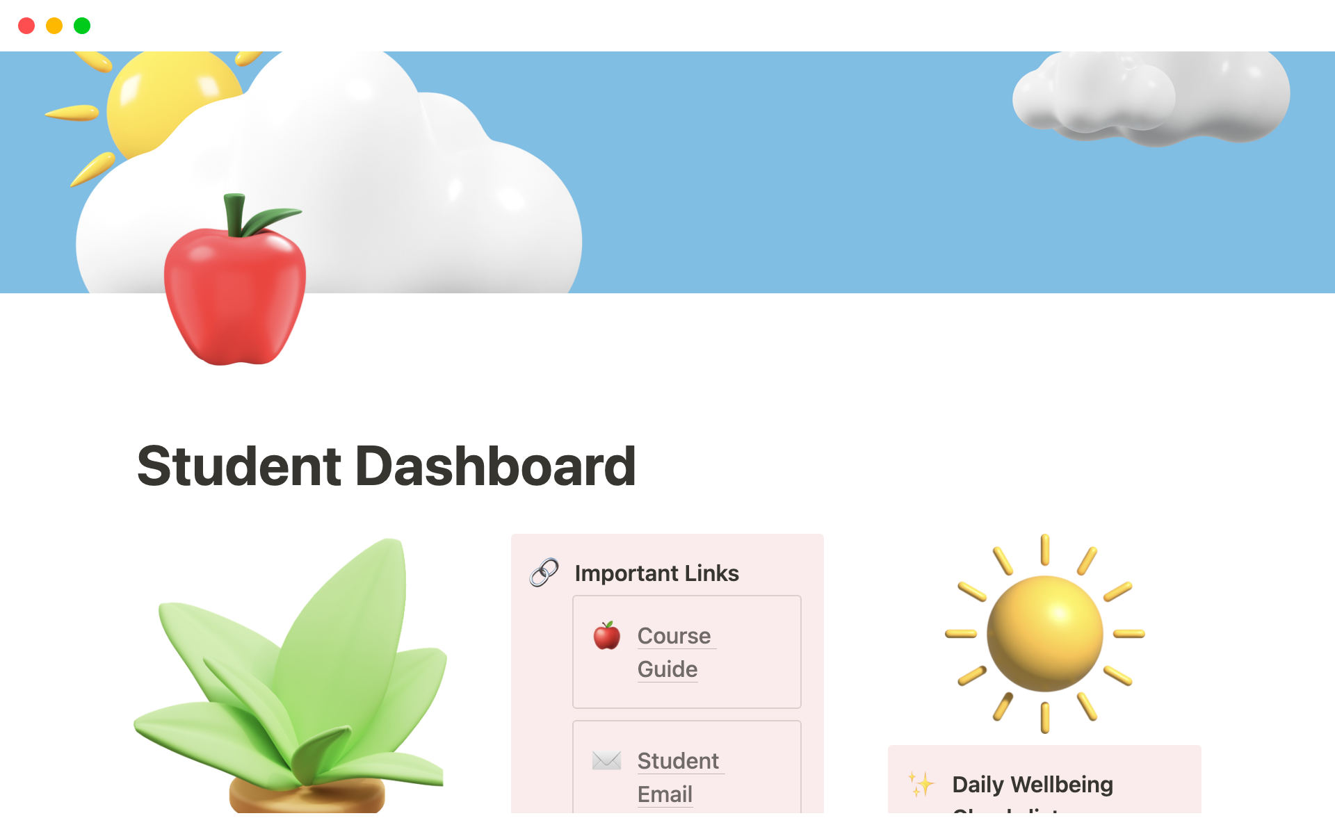 Vista previa de plantilla para Student Planner