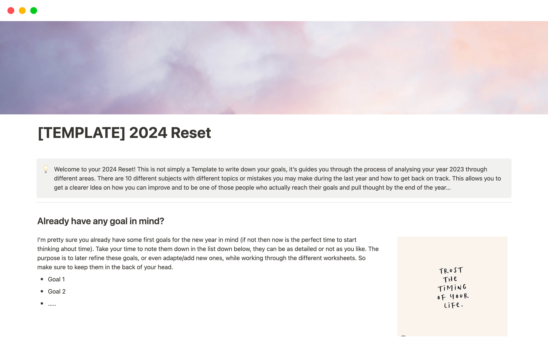 Workbook template to reflect on the last year and level up in 2024 and manifest the life of your dreams!