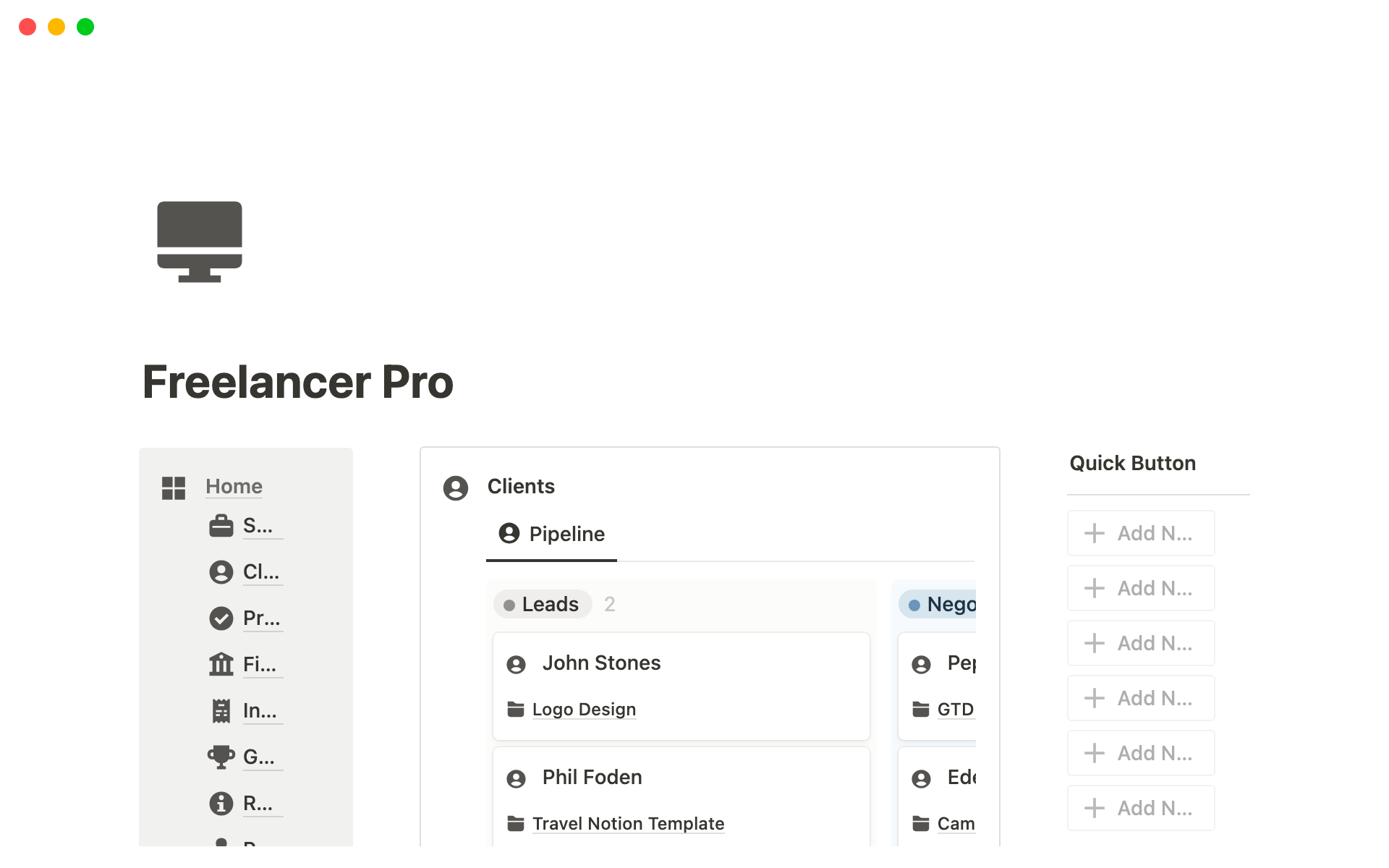 A template preview for Freelance Pro: The All-in-One Toolkit for Freelancers