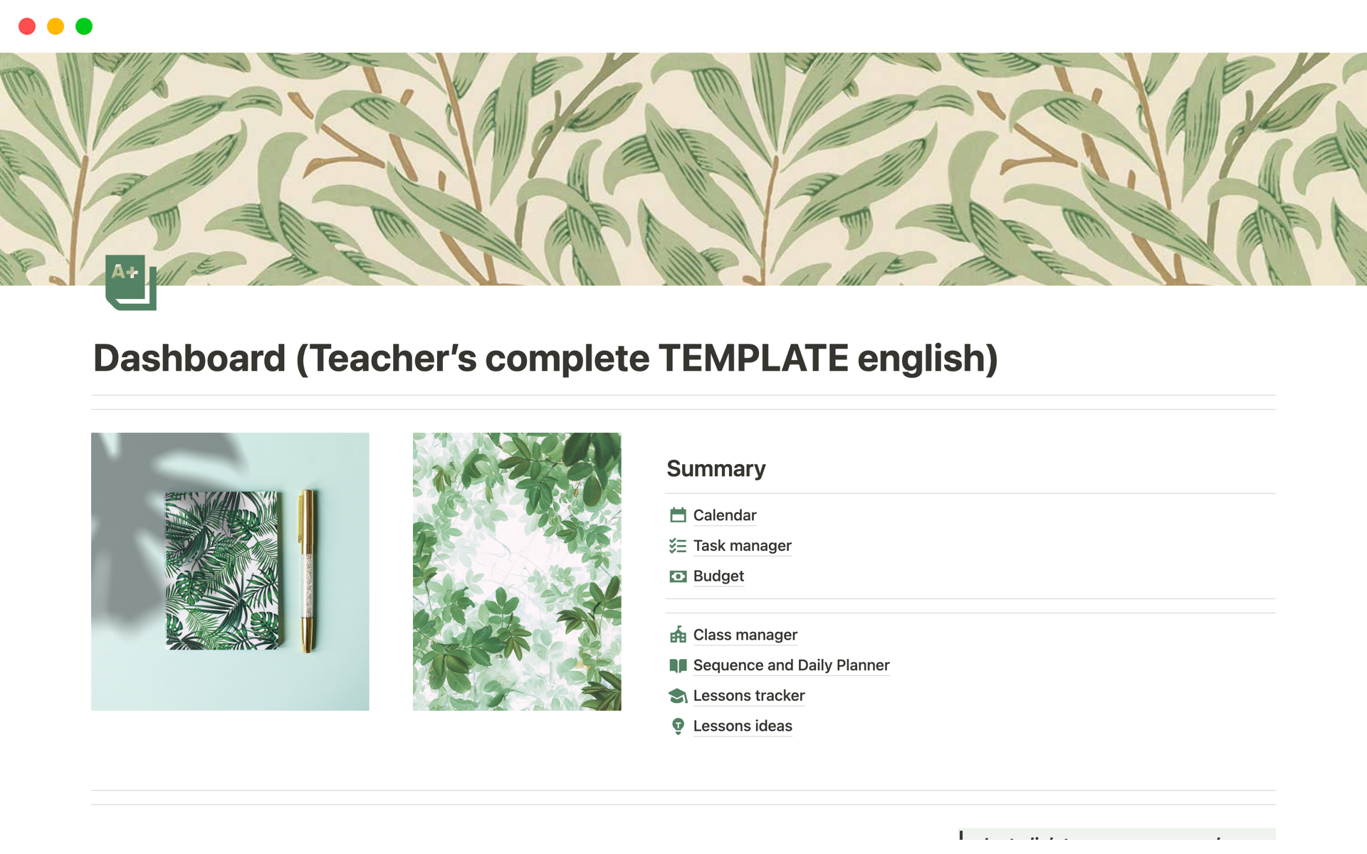 A template preview for Basic teacher pack 