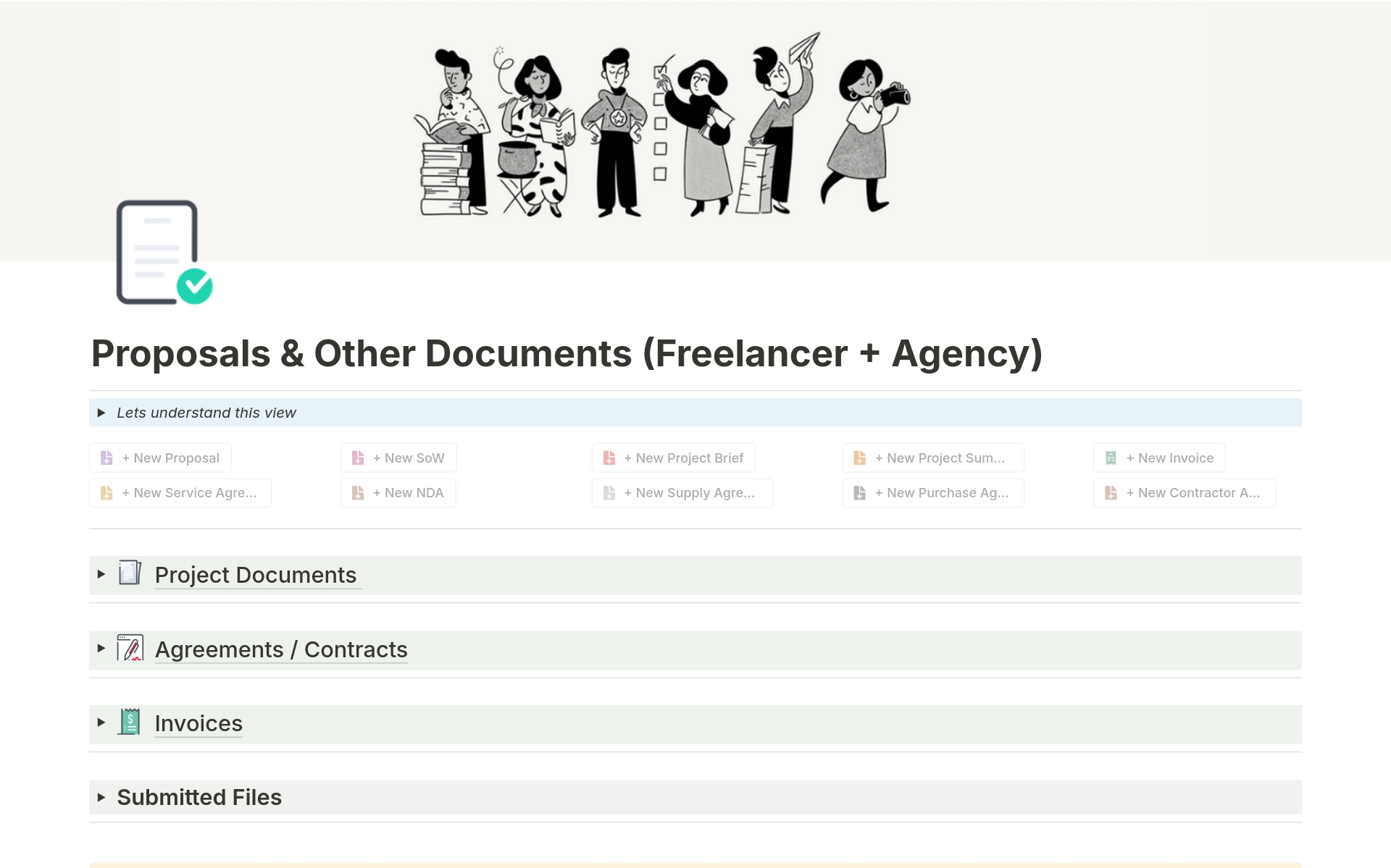 En förhandsgranskning av mallen för Proposals & 7 more Doc (Freelance & Agency)