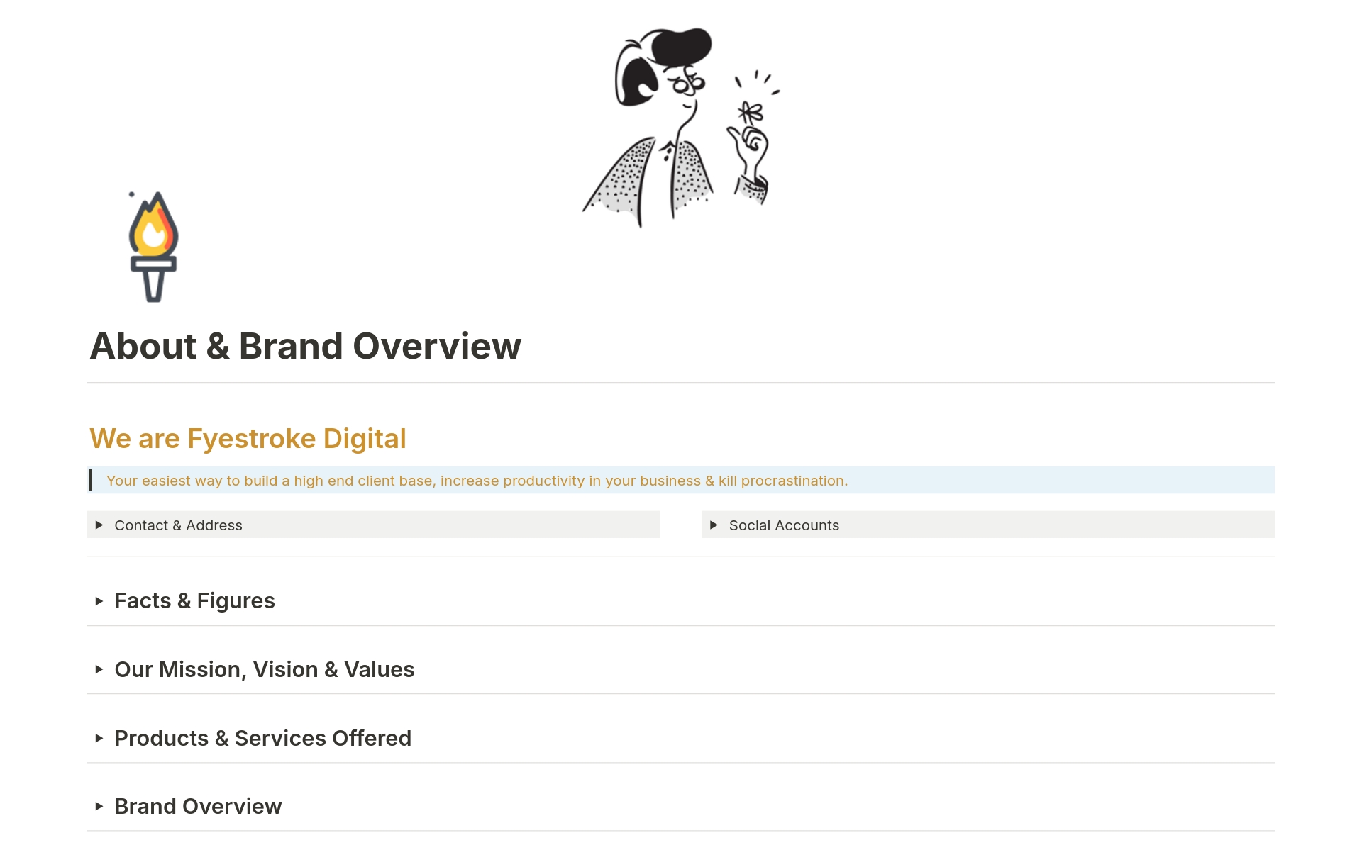 Vista previa de plantilla para Full About & Brand Overview (Freelancer & Agency)