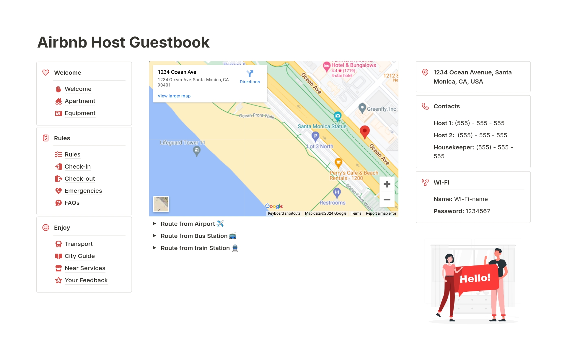 A template preview for Airbnb Host Guestbook