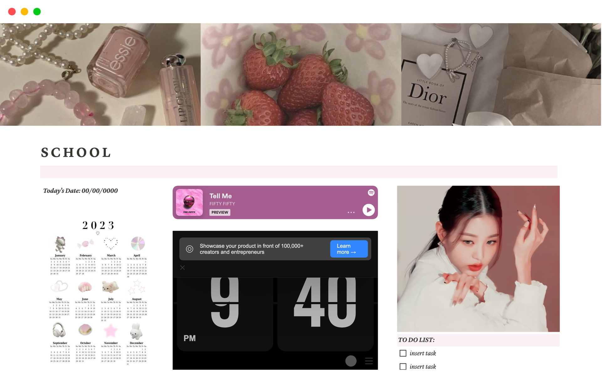 A template preview for Wonyoung School Template