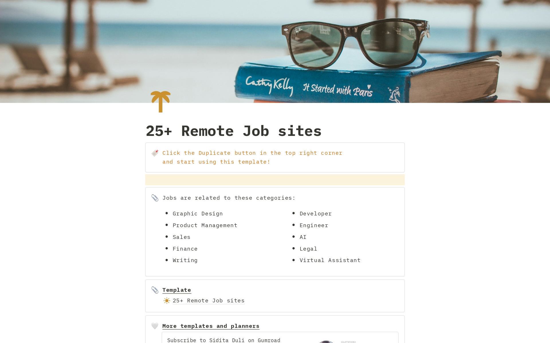 A template preview for Remote Job sites