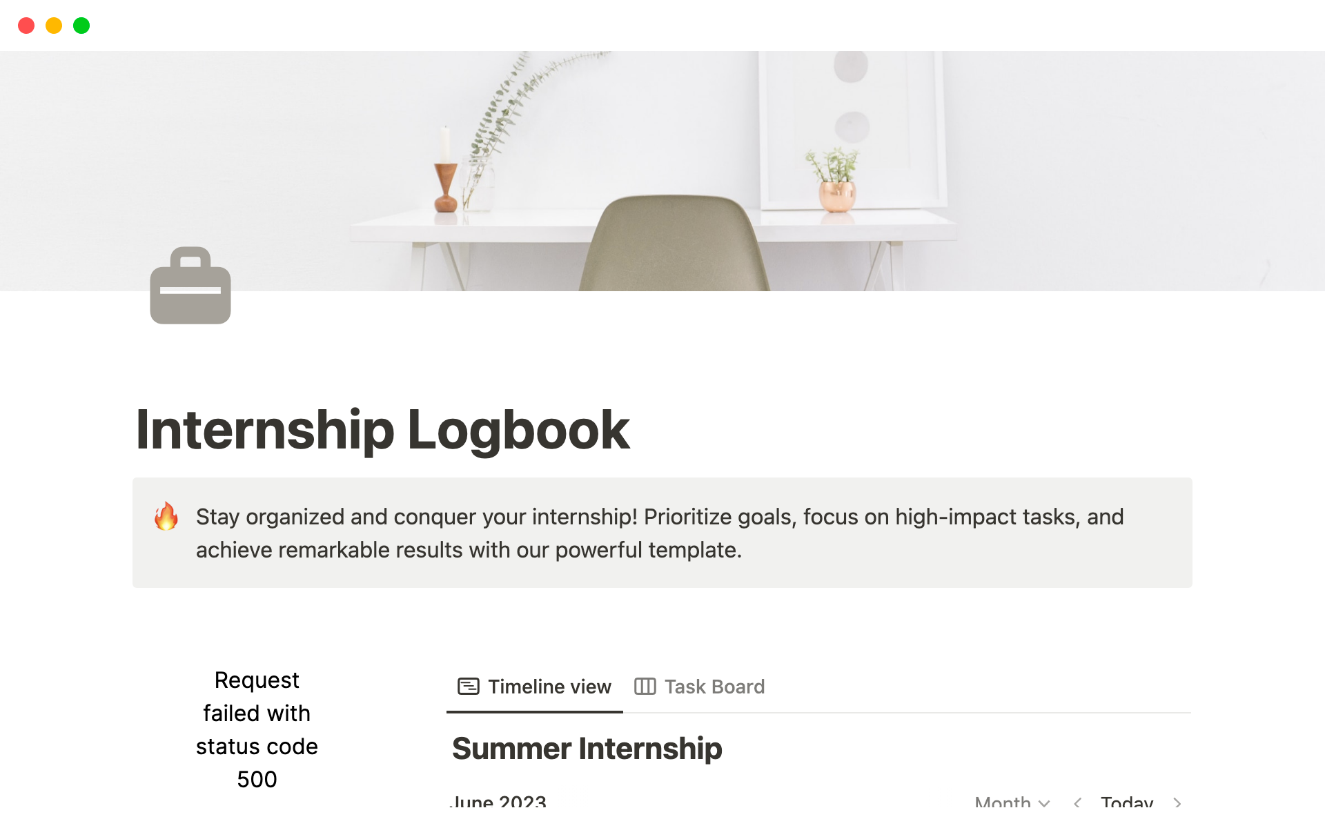 A template preview for Internship Logbook