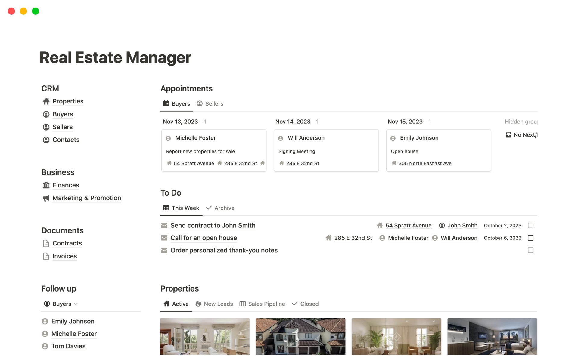 A template preview for Real Estate Manager & CRM